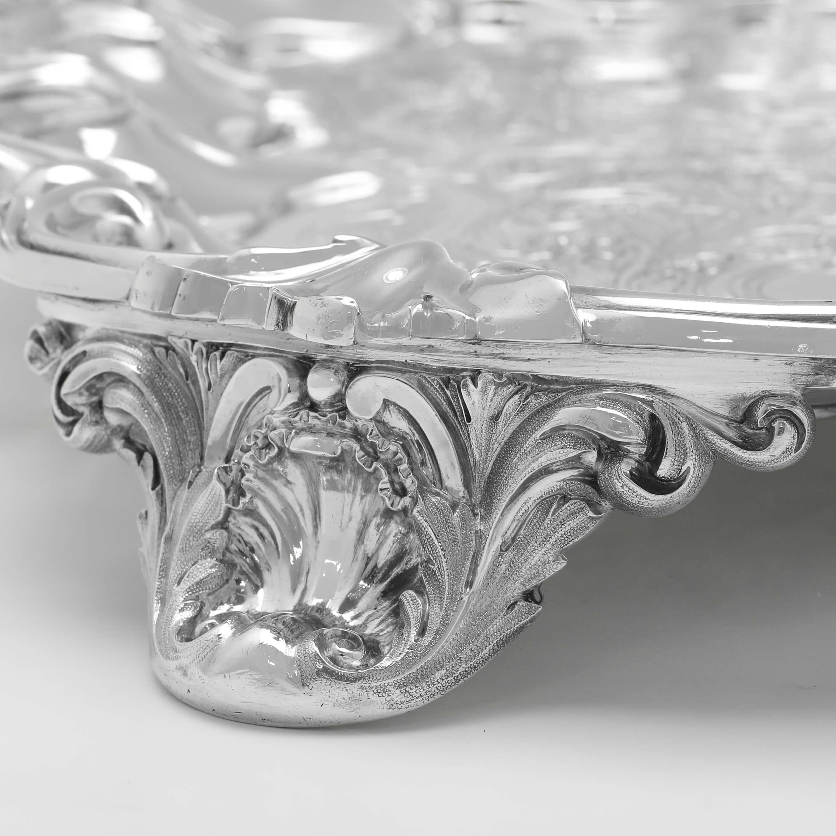 Stunning & Large Victorian Sterling Silver Tray - Barnards 1838 For Sale 2