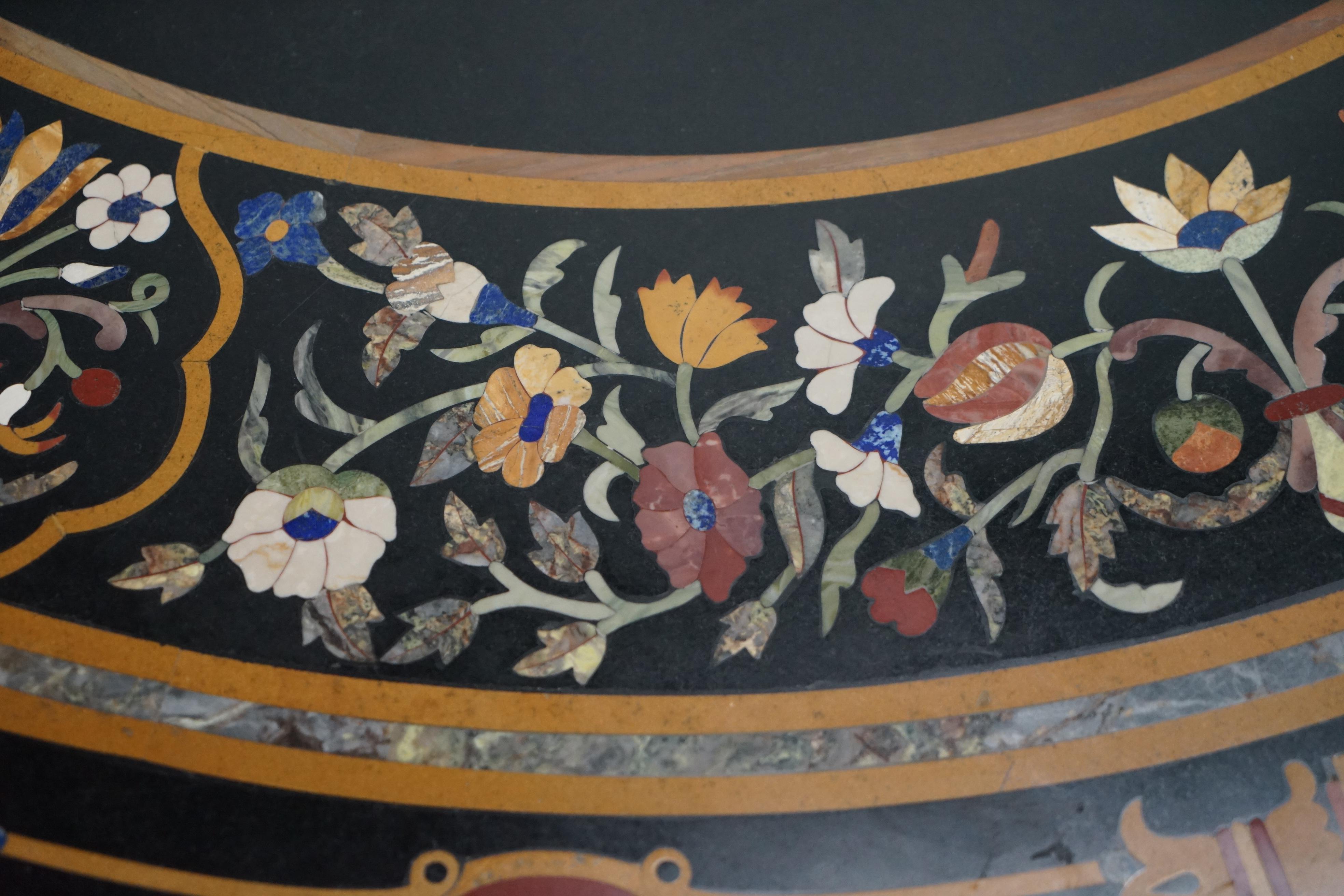 Stunning Large Wide Vintage Pietra Dura Specimen Marble Round Dining Table 5