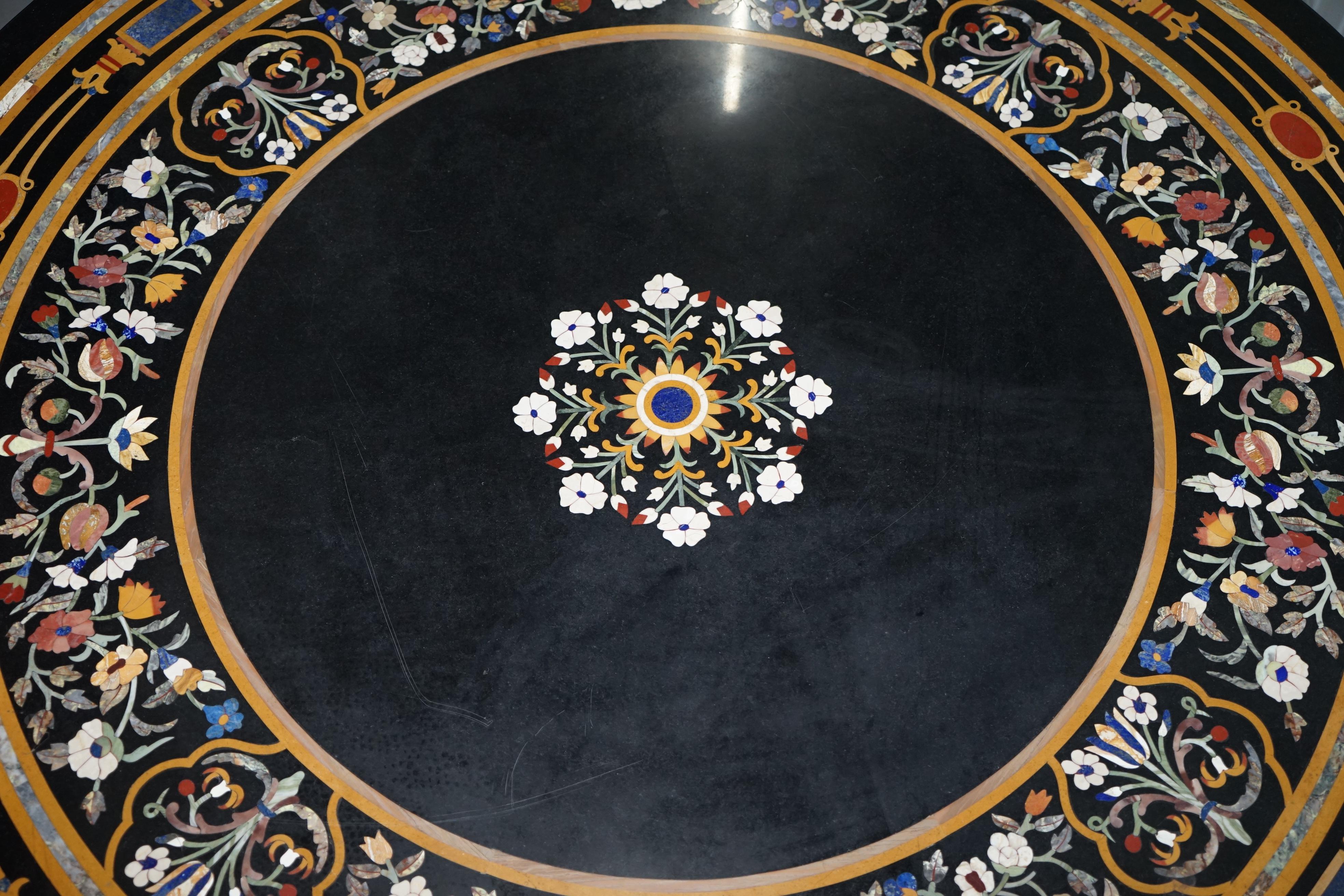 Georgian Stunning Large Wide Vintage Pietra Dura Specimen Marble Round Dining Table