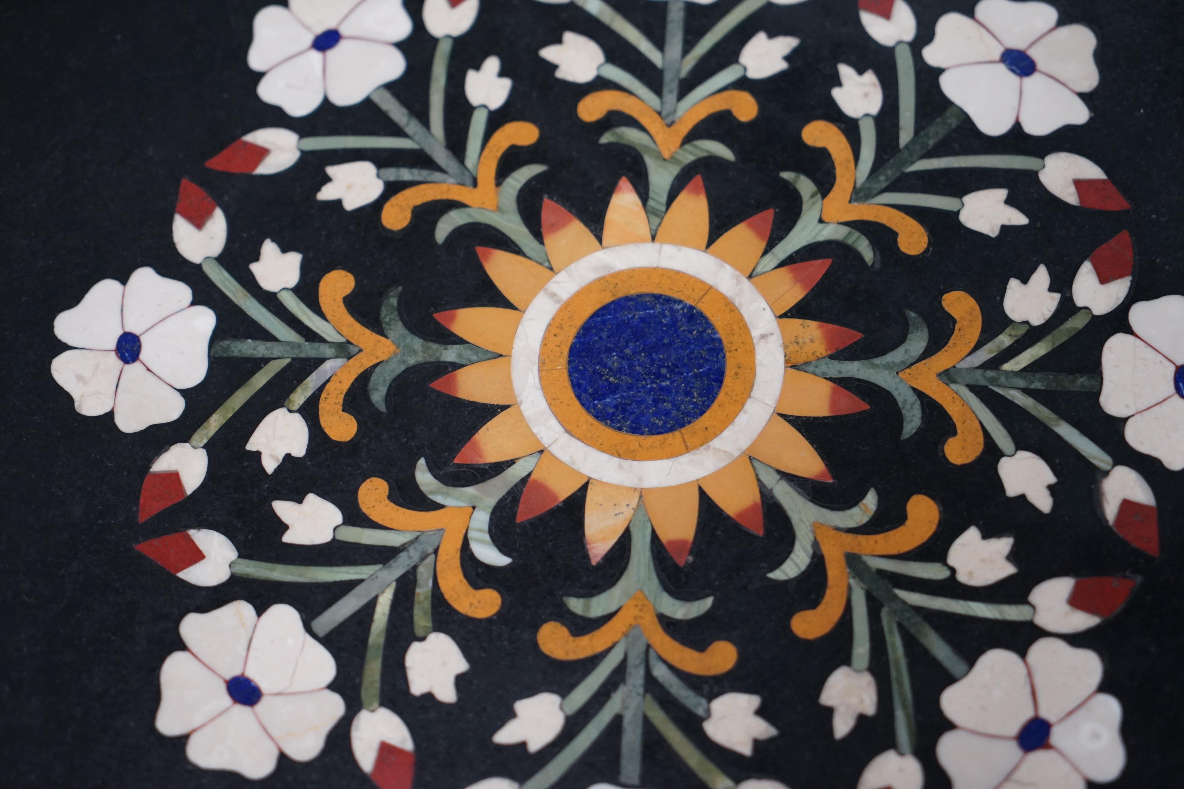 Stunning Large Wide Vintage Pietra Dura Specimen Marble Round Dining Table 1
