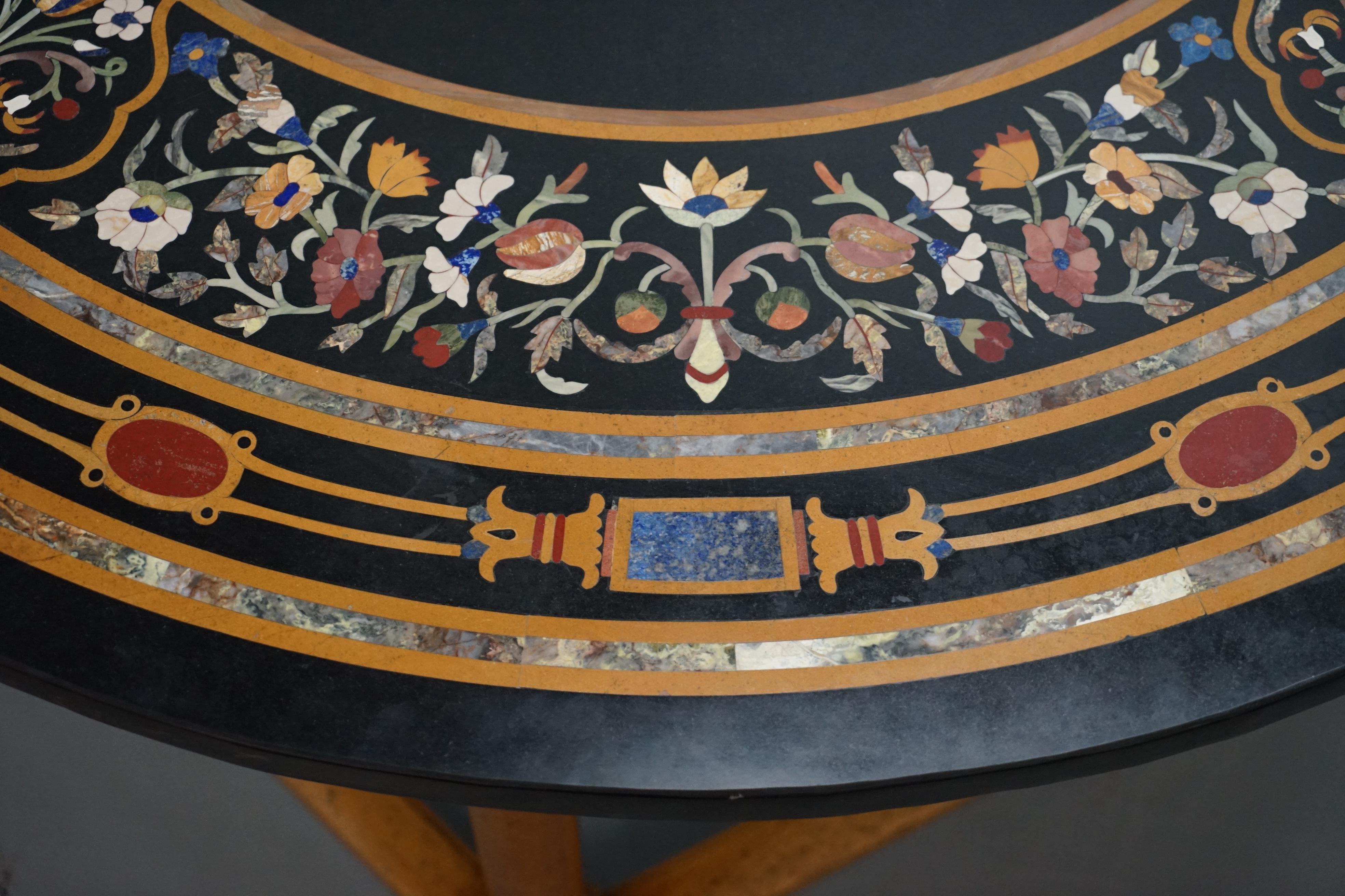 Stunning Large Wide Vintage Pietra Dura Specimen Marble Round Dining Table 2