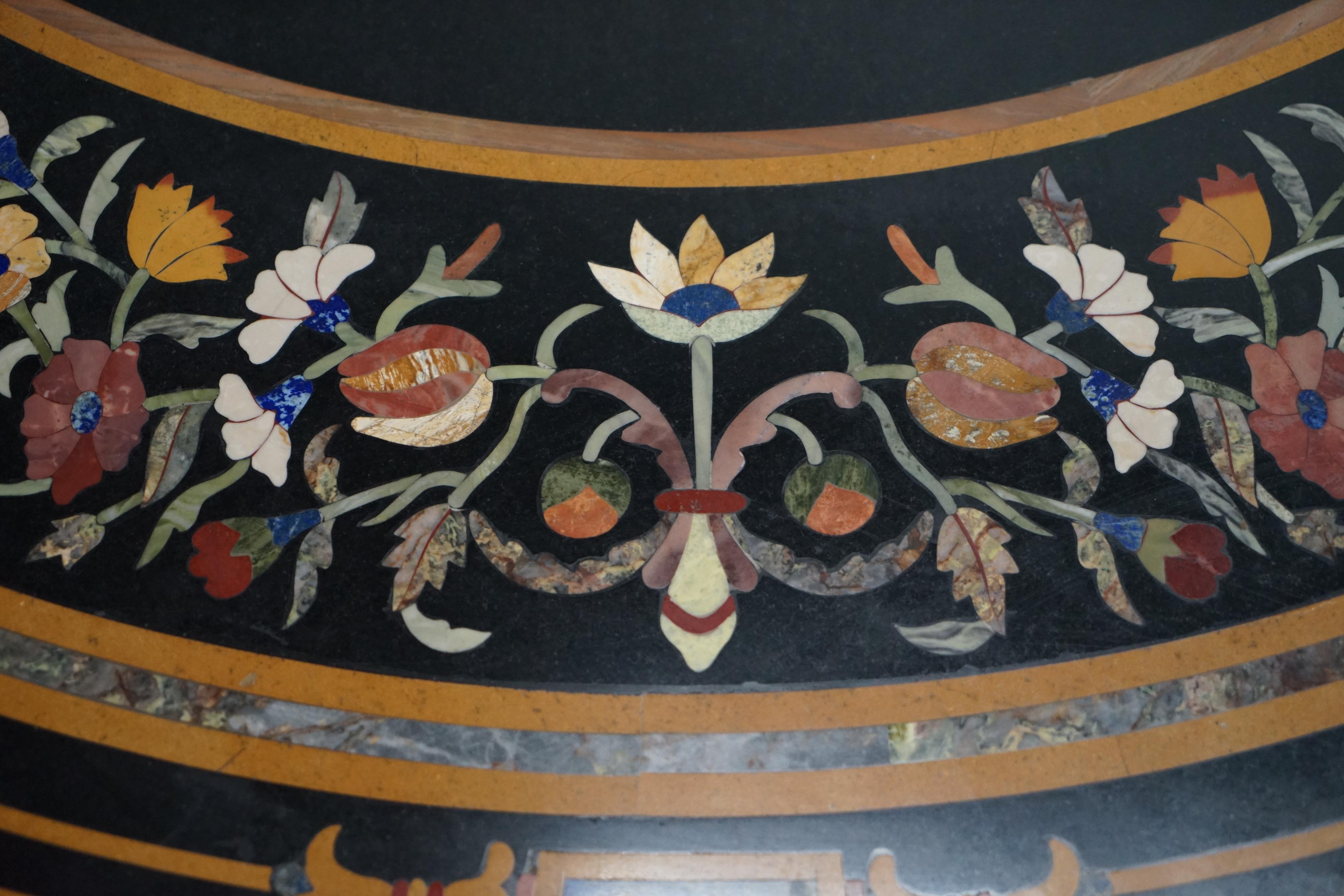 Stunning Large Wide Vintage Pietra Dura Specimen Marble Round Dining Table 3