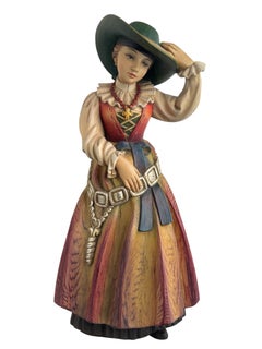 Stunning Large Woman in Tyrollean traditional Costume Vintage Anri Carving