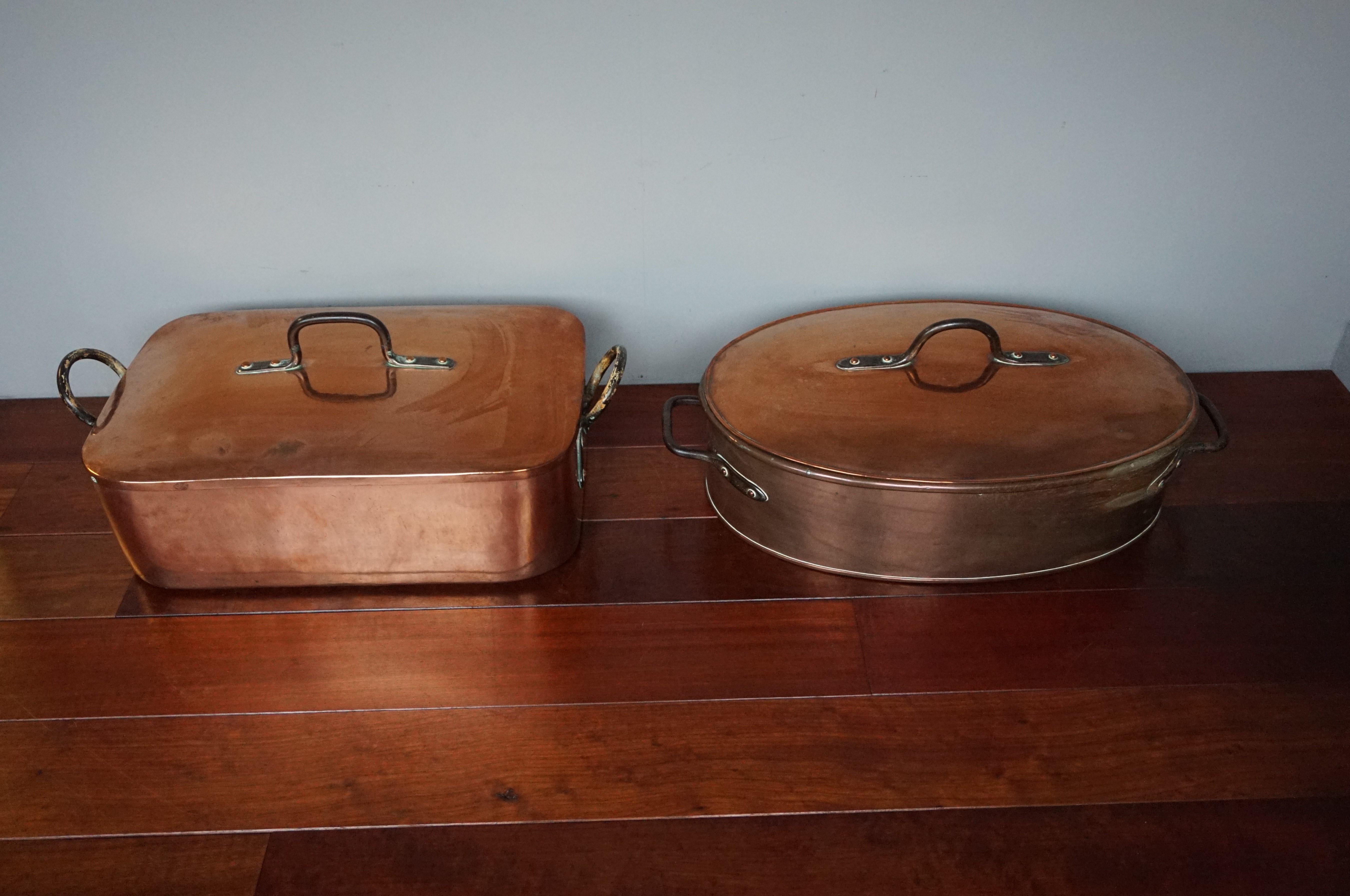 Stunning & Largest Ever Pair of Antique Copper Pans for Wild Roast in Late 1700s For Sale 4