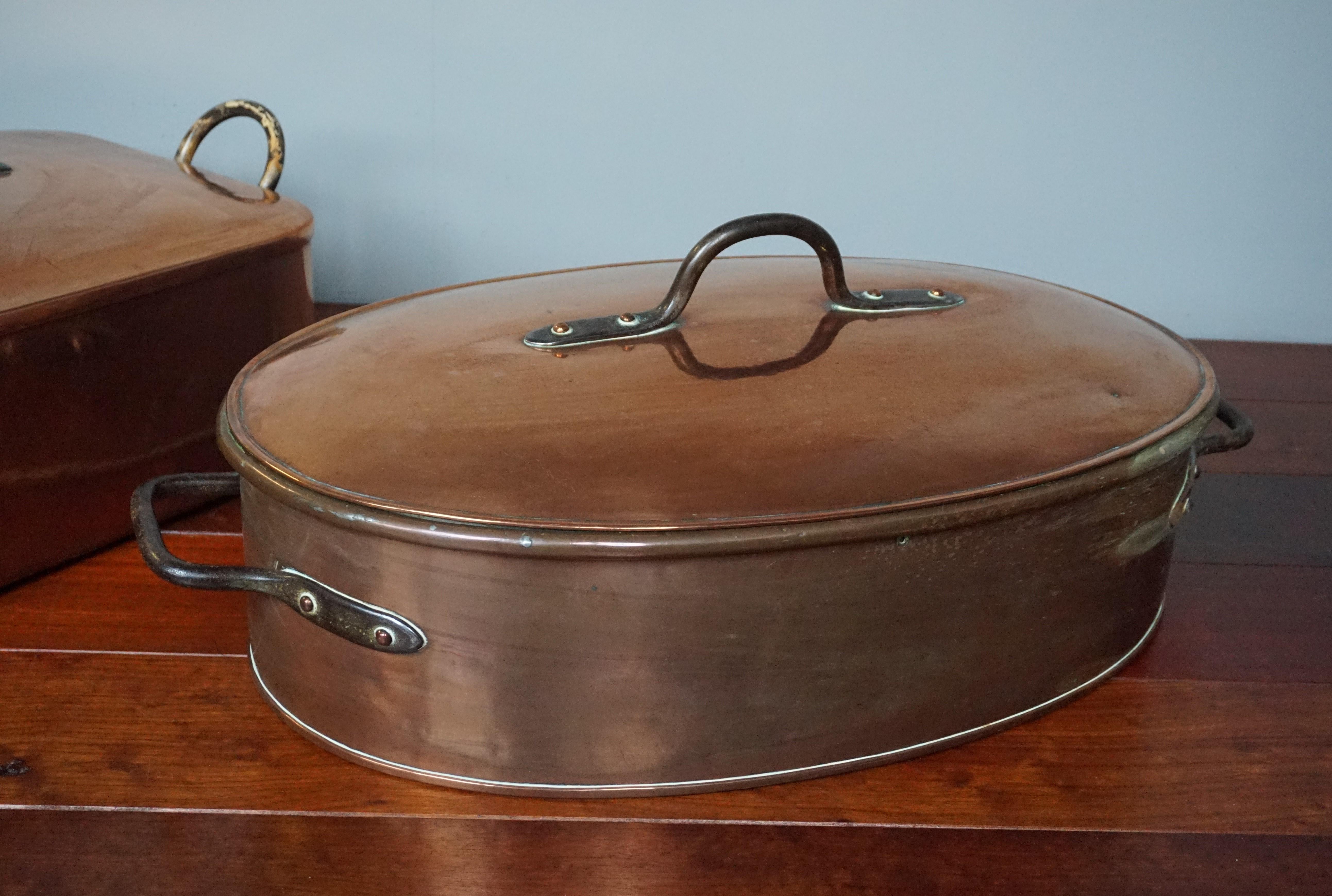 Stunning & Largest Ever Pair of Antique Copper Pans for Wild Roast in Late 1700s For Sale 8