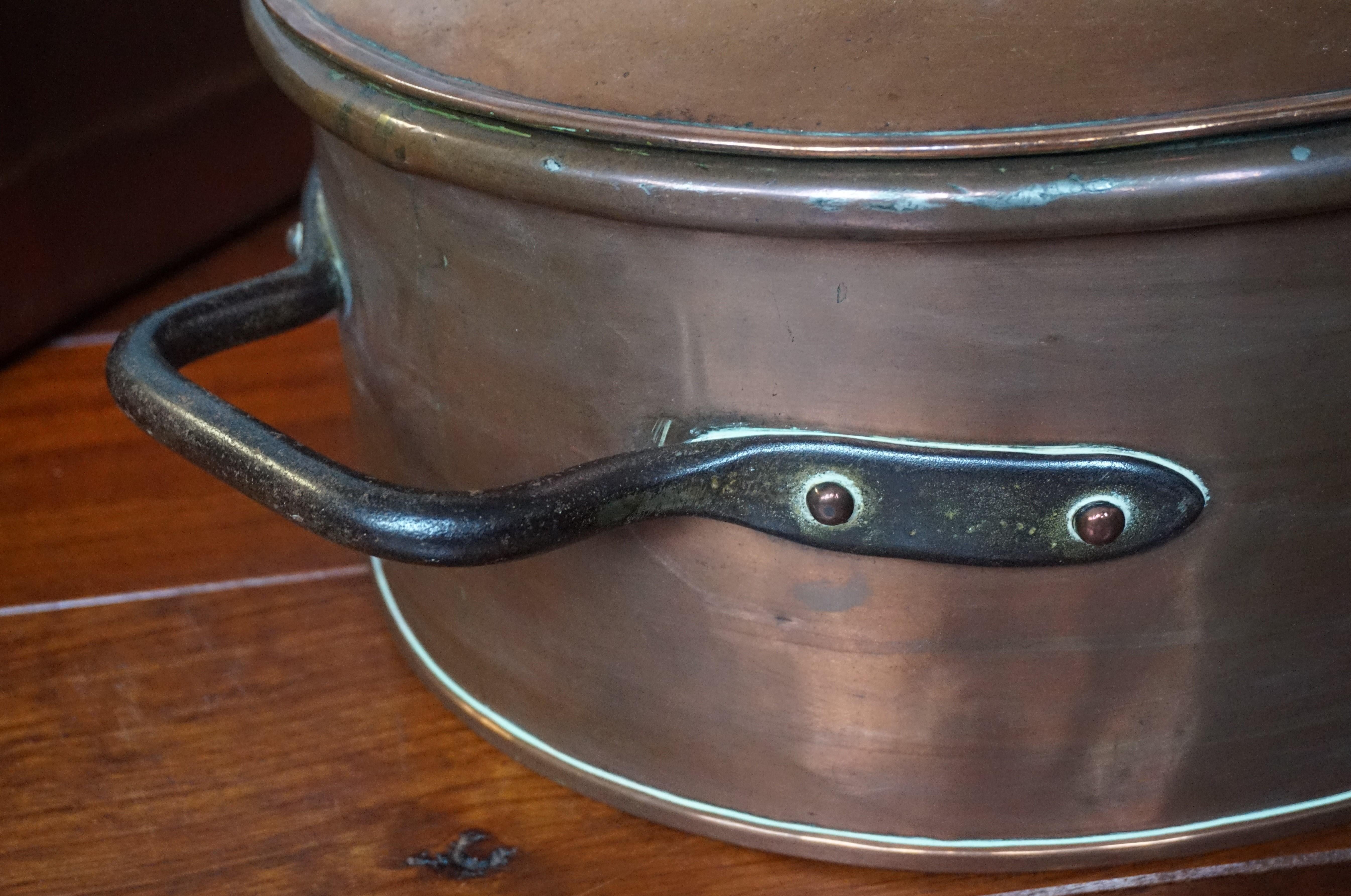 Stunning & Largest Ever Pair of Antique Copper Pans for Wild Roast in Late 1700s For Sale 9