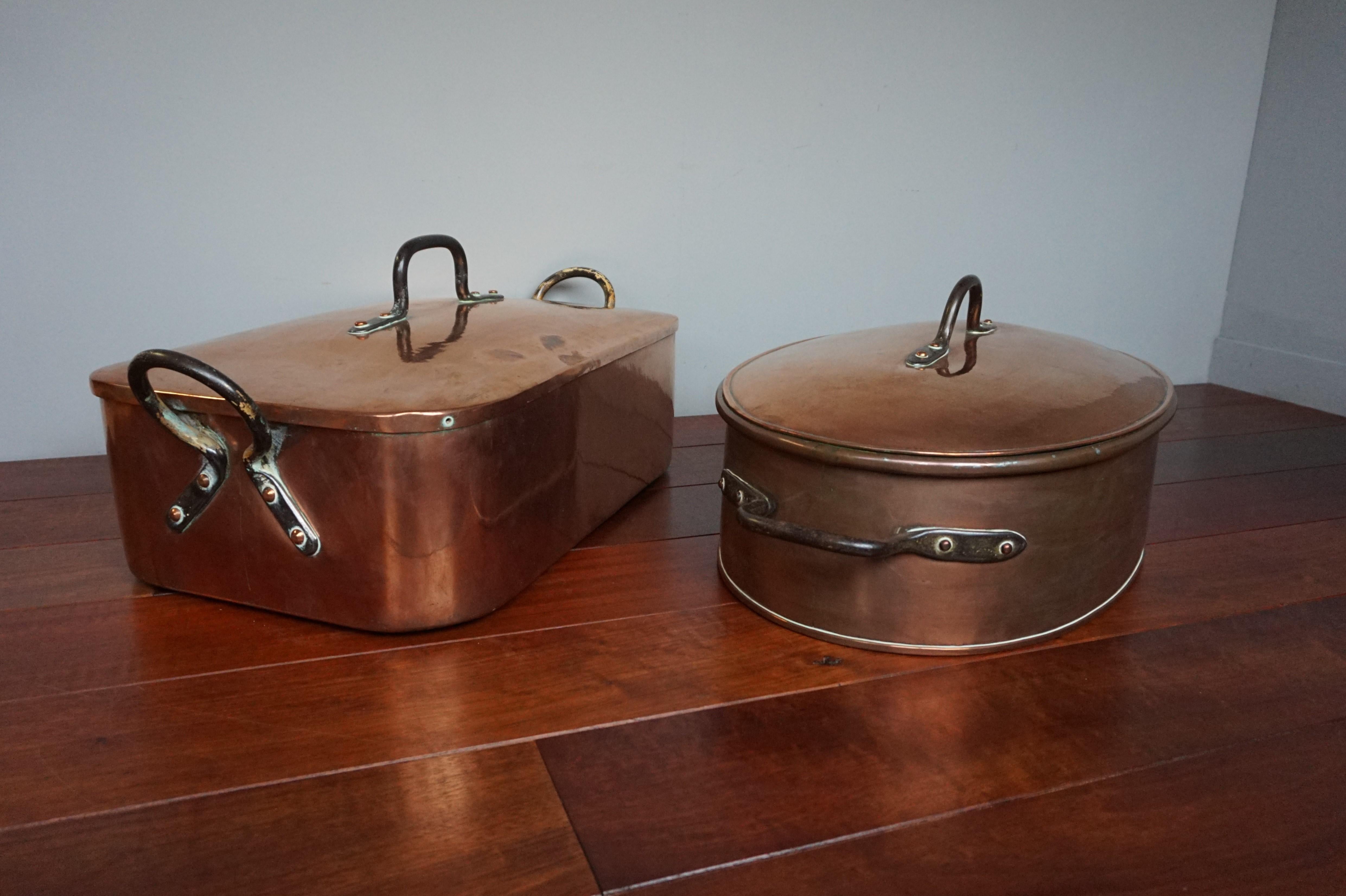Stunning & Largest Ever Pair of Antique Copper Pans for Wild Roast in Late 1700s For Sale 10