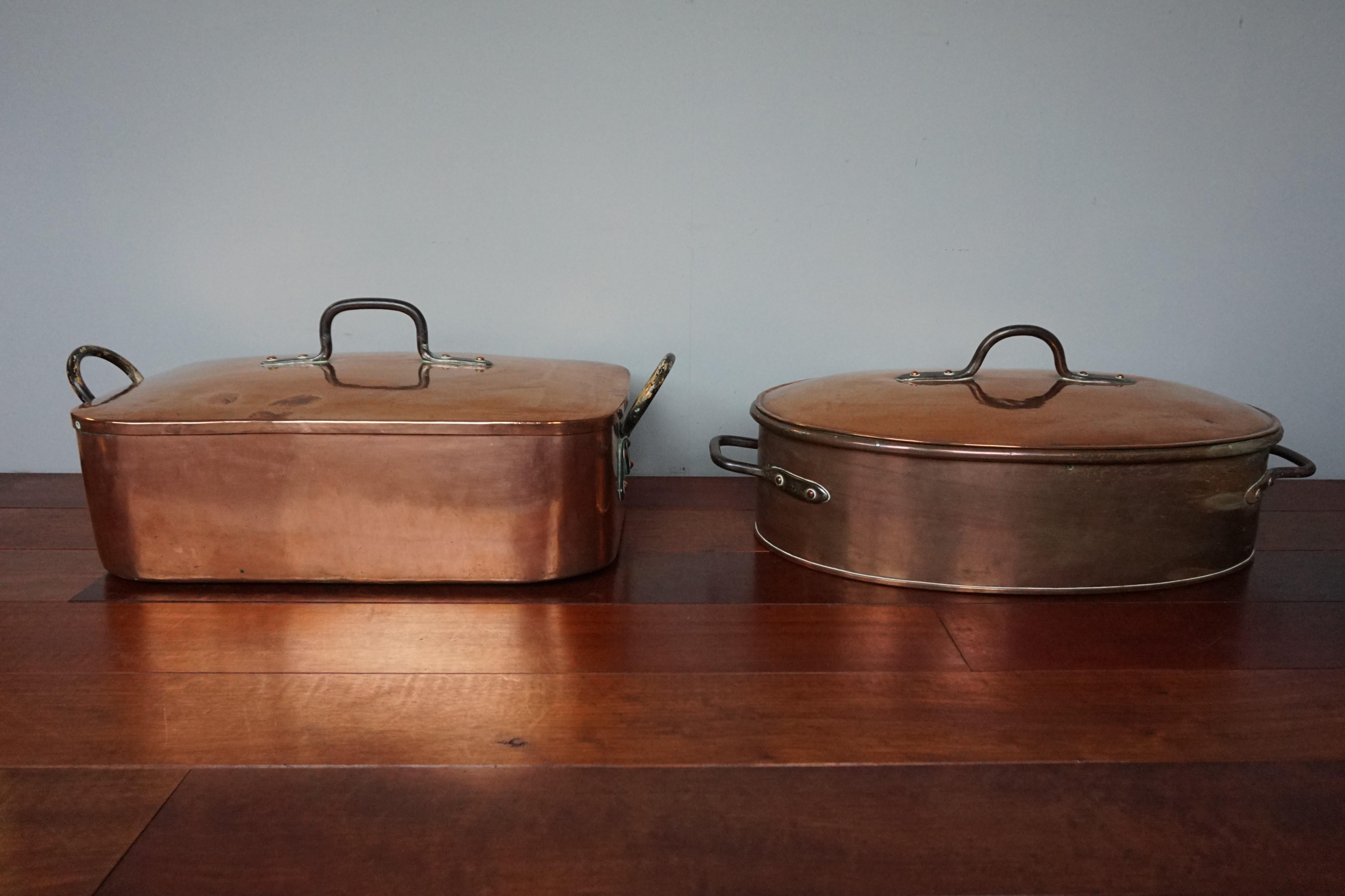 Stunning & Largest Ever Pair of Antique Copper Pans for Wild Roast in Late 1700s For Sale 14