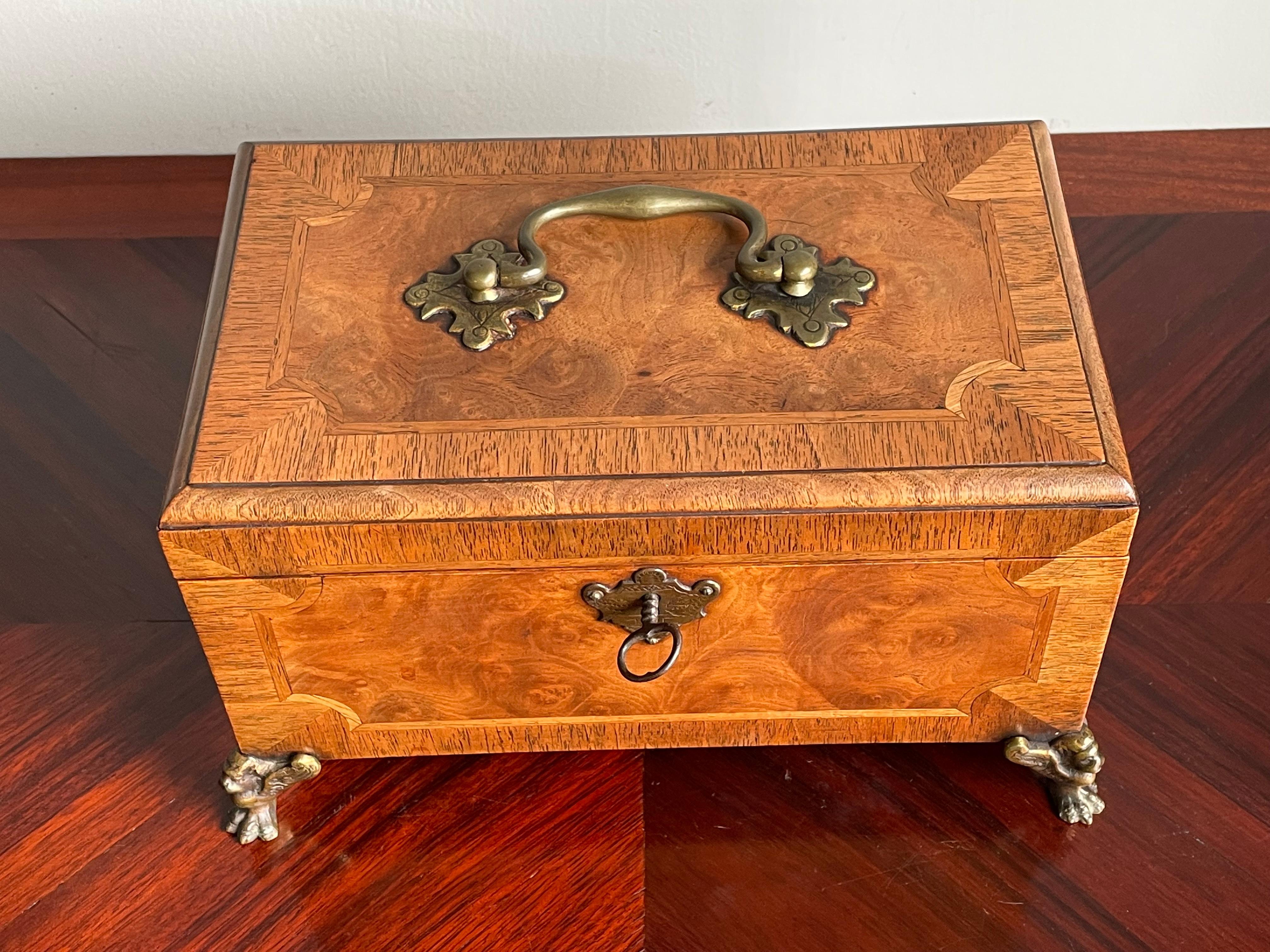 Louis XV Stunning Late 1800s Walnut, Burl Walnut & Bronze Jewelry Box with a Great Patina