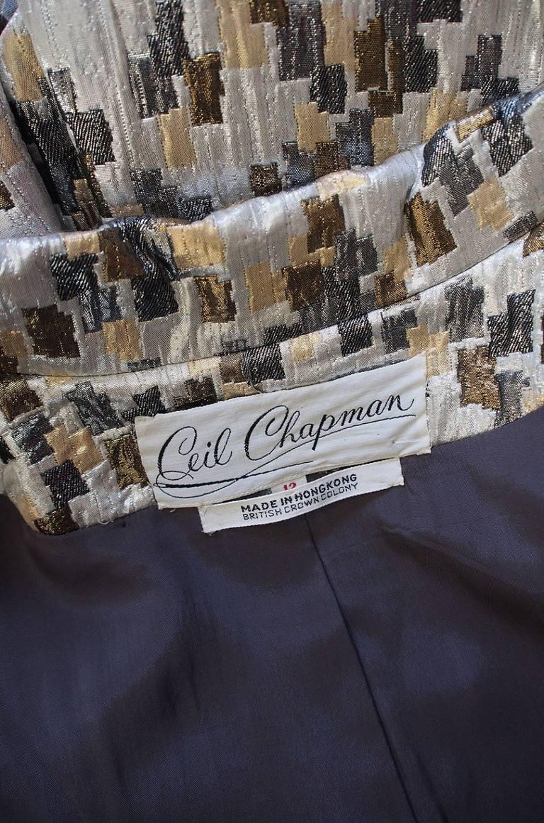 Stunning Late 1950s Metallic Ceil Chapman Silk Brocade Coat For Sale at ...