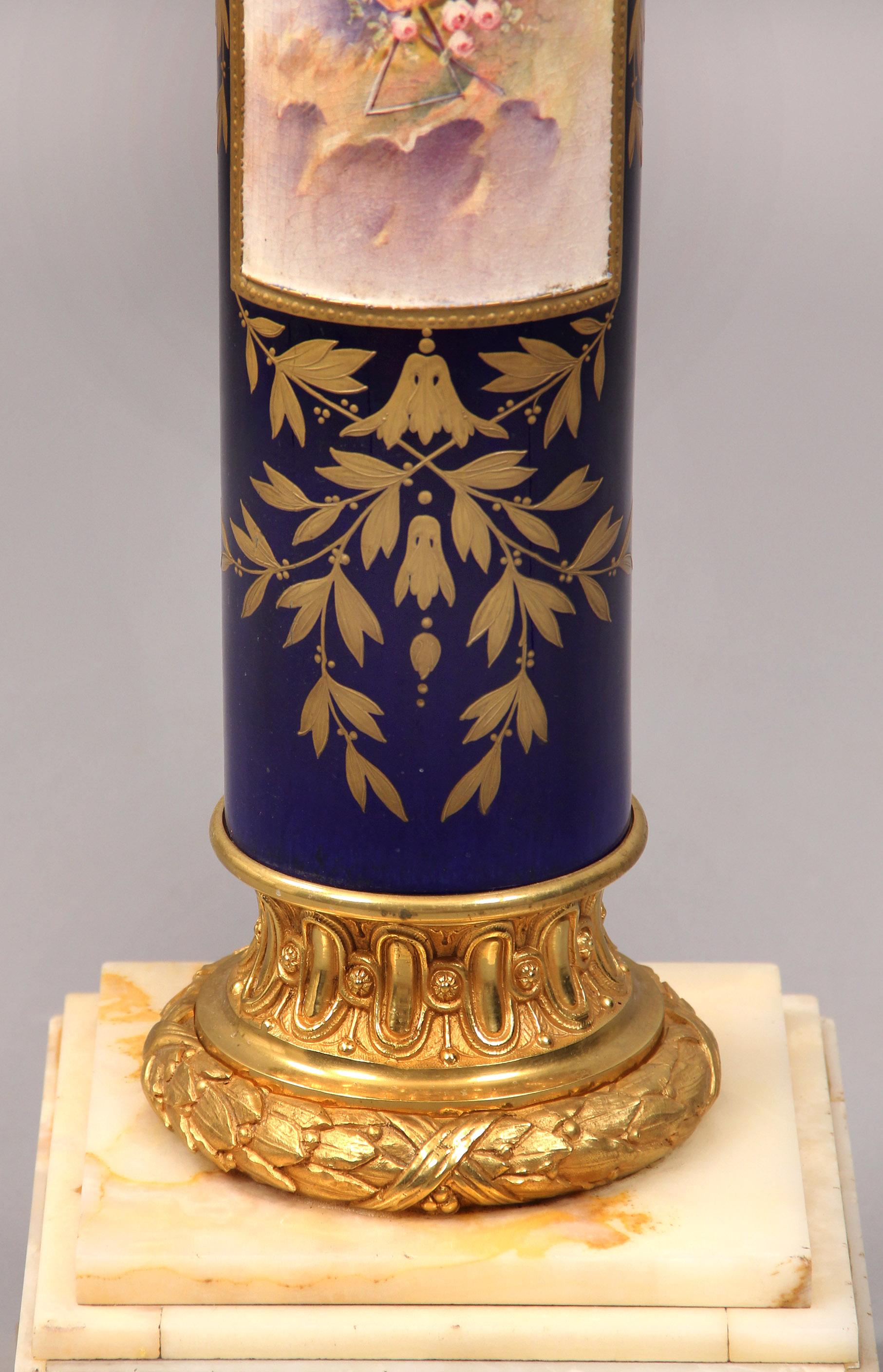 Stunning Late 19th Century Gilt Bronze Mounted Sèvres Style Pedestal In Good Condition For Sale In Long Island City, NY