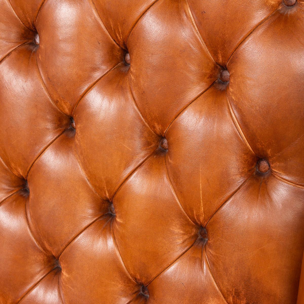 Stunning Late 20th Century English Leather Wing Back Chair, circa 1980 7