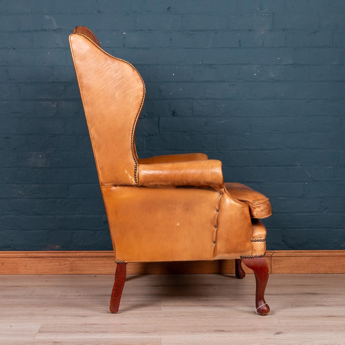 Stunning Late 20th Century English Leather Wing Back Chair, circa 1980 2
