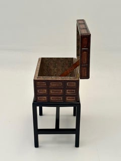 Stunning Leather Clad Box with Greek Key Decoration on Stand End Table