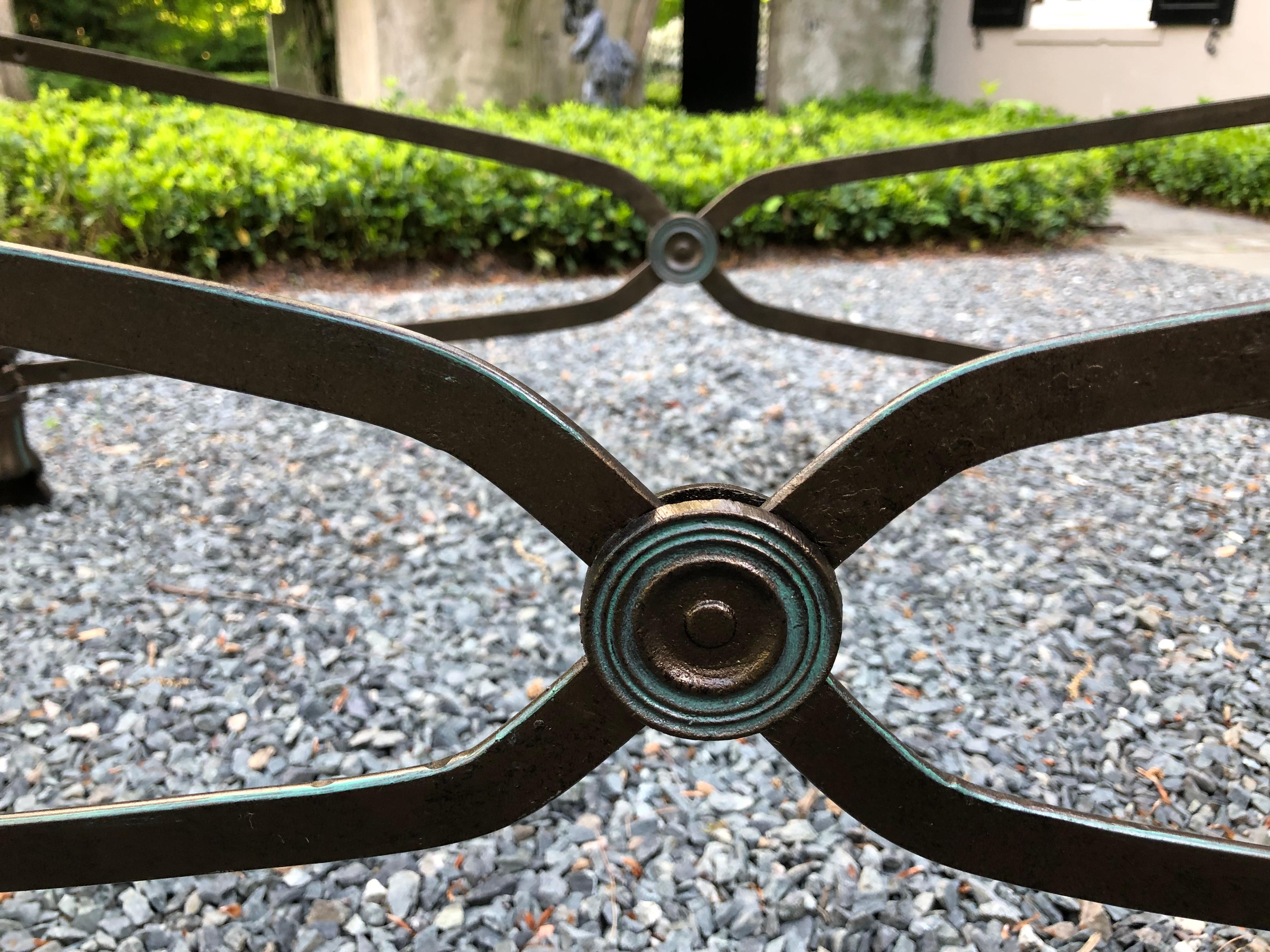 Late 20th Century Stunning Leather Iron and Glass Rectangular Coffee Table