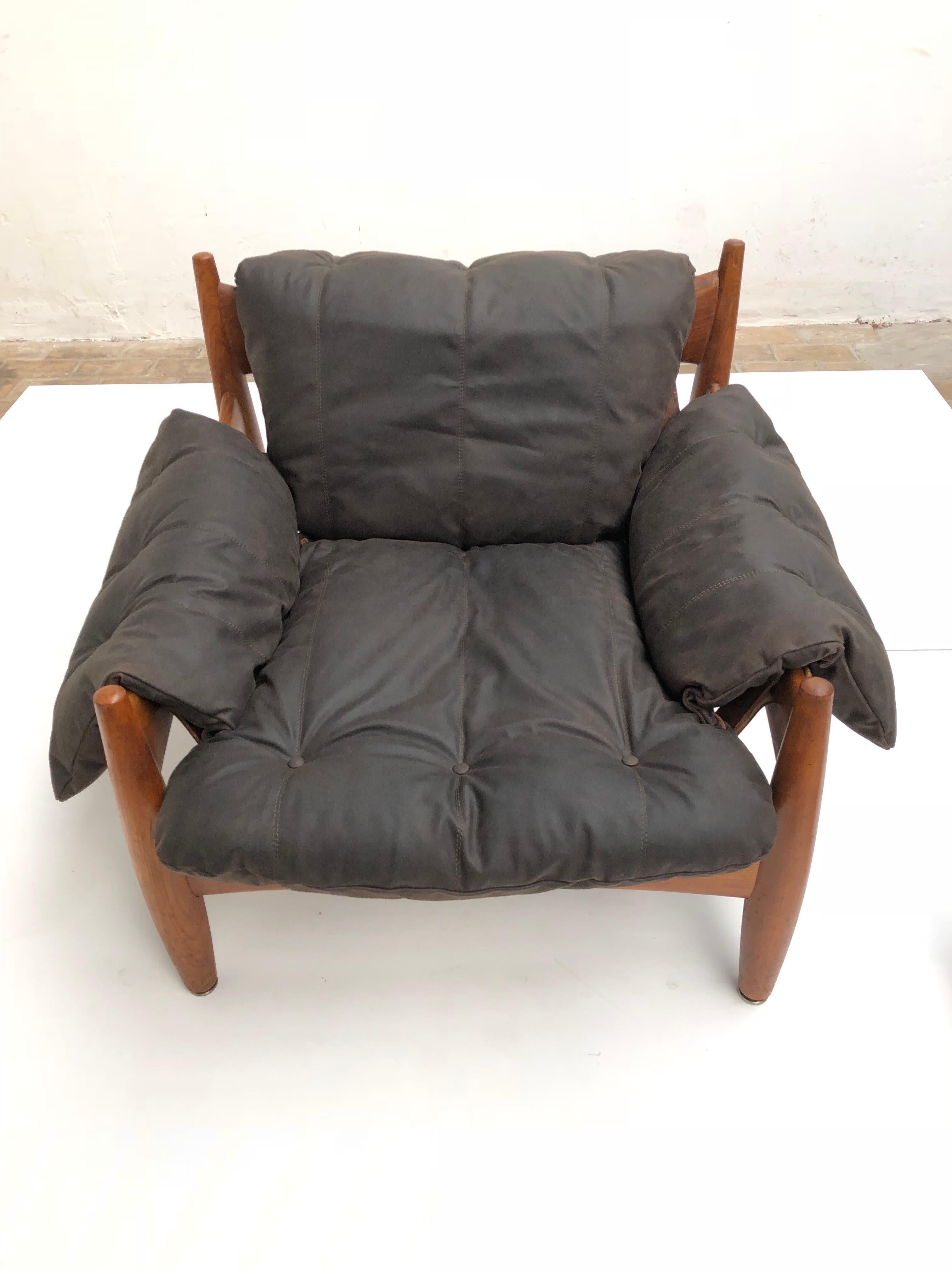 Stunning Leather 'Sheriff' Lounge Chair by Sergio Rodrigues, ISA, Italy, 1961 4