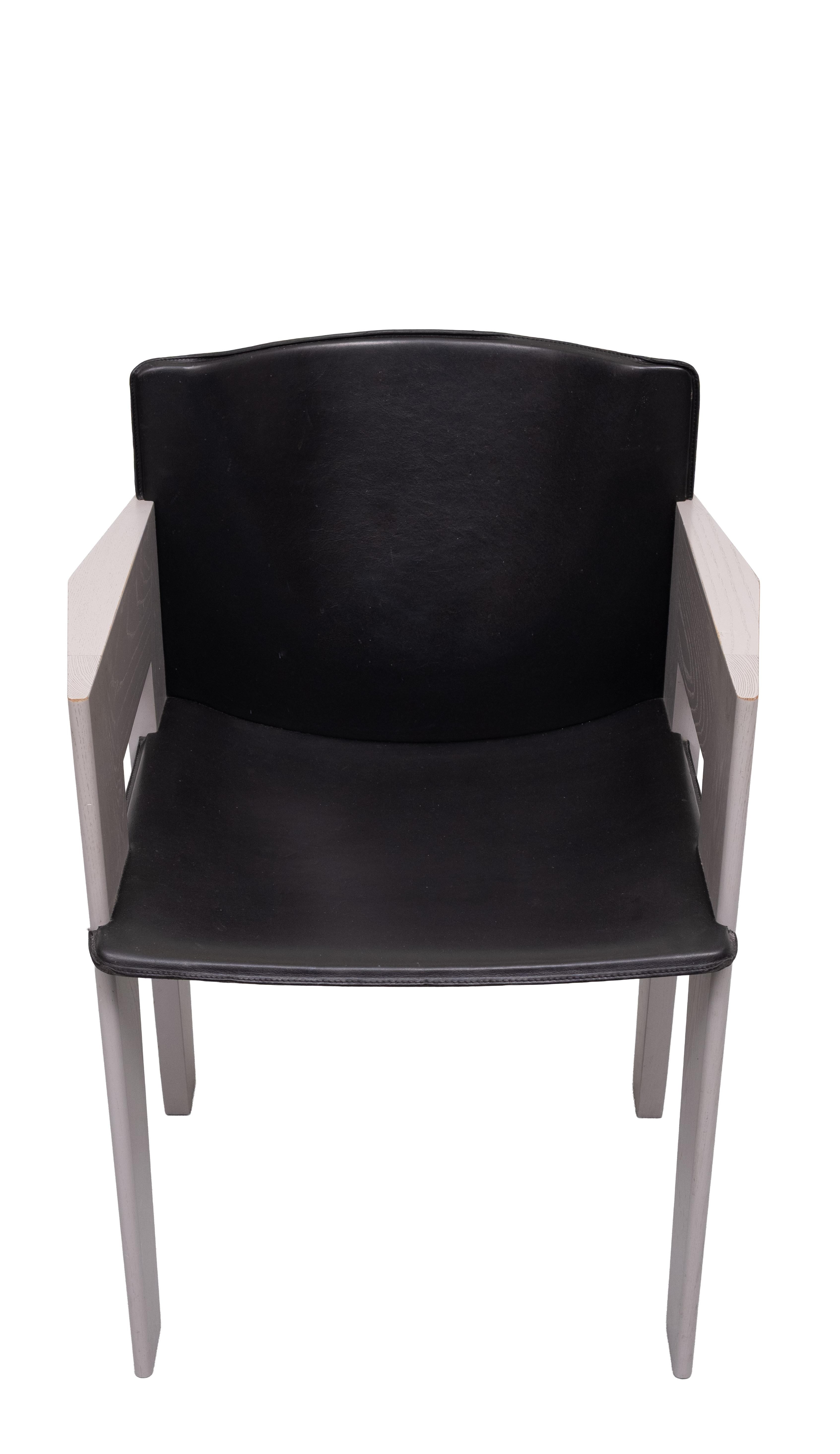 Splendide sedie da pranzo in pelle e legno di Arnold Merckx per Arco, c.C. in vendita 4