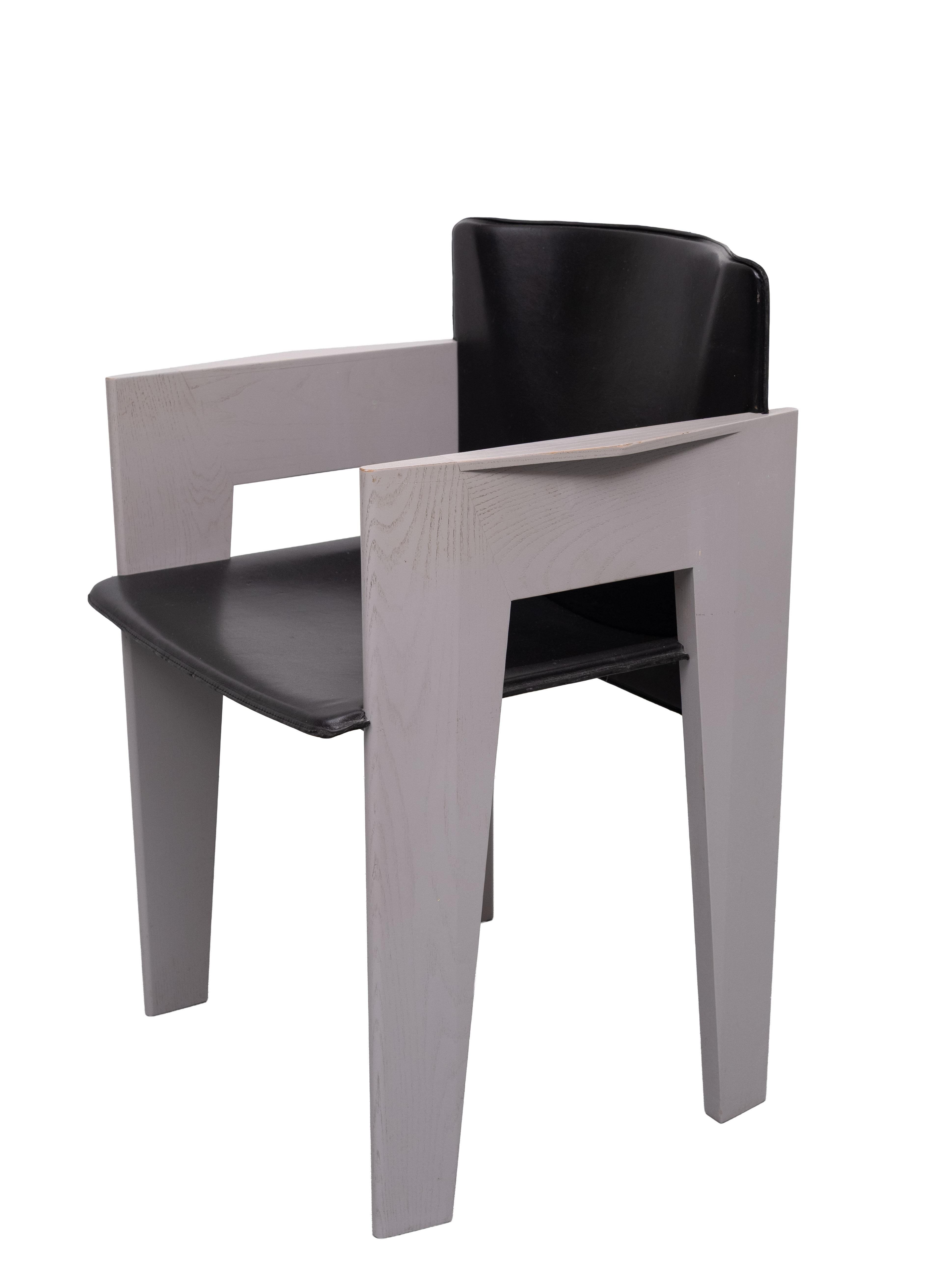 Splendide sedie da pranzo in pelle e legno di Arnold Merckx per Arco, c.C. in vendita 5