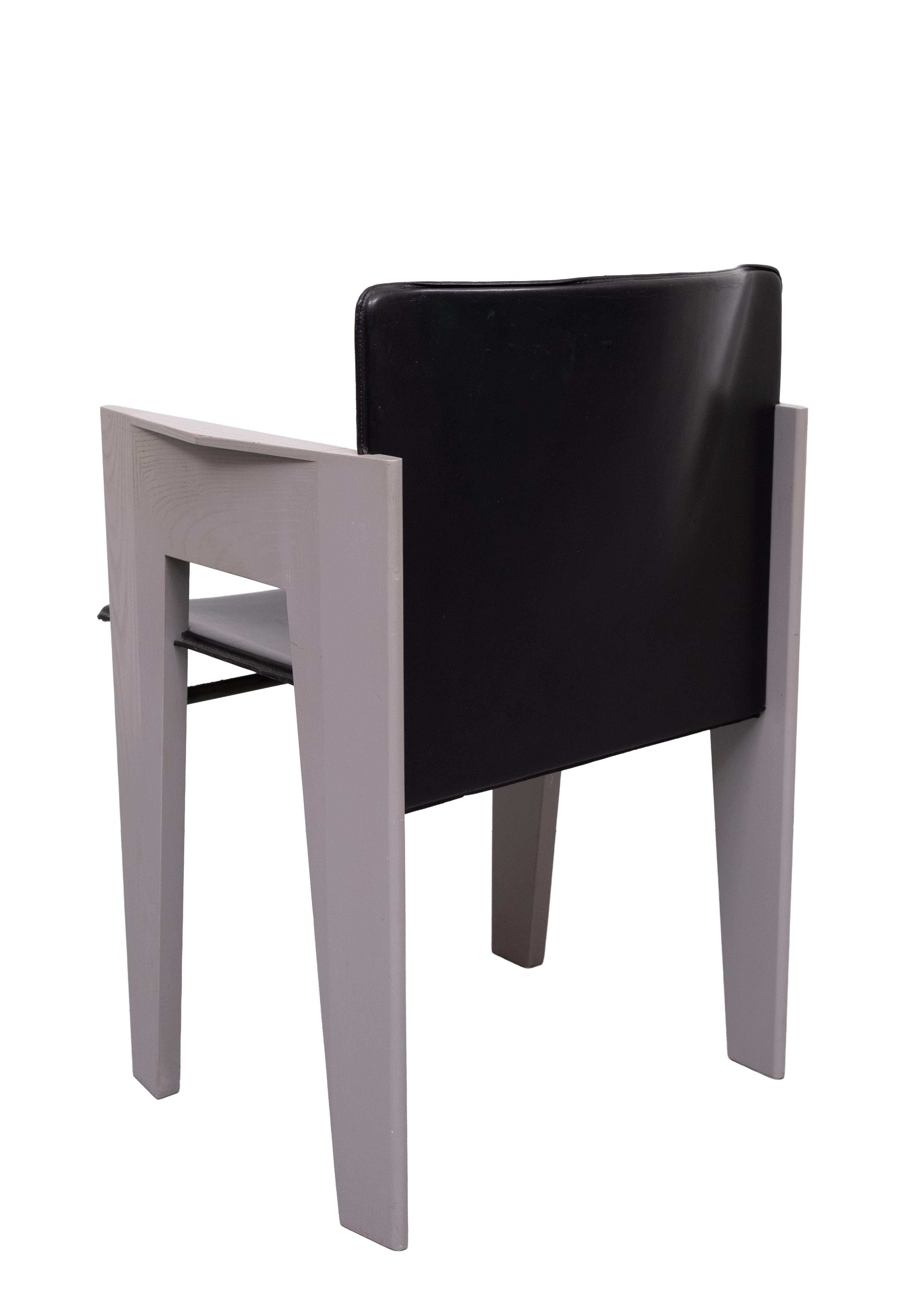 Splendide sedie da pranzo in pelle e legno di Arnold Merckx per Arco, c.C. in vendita 8