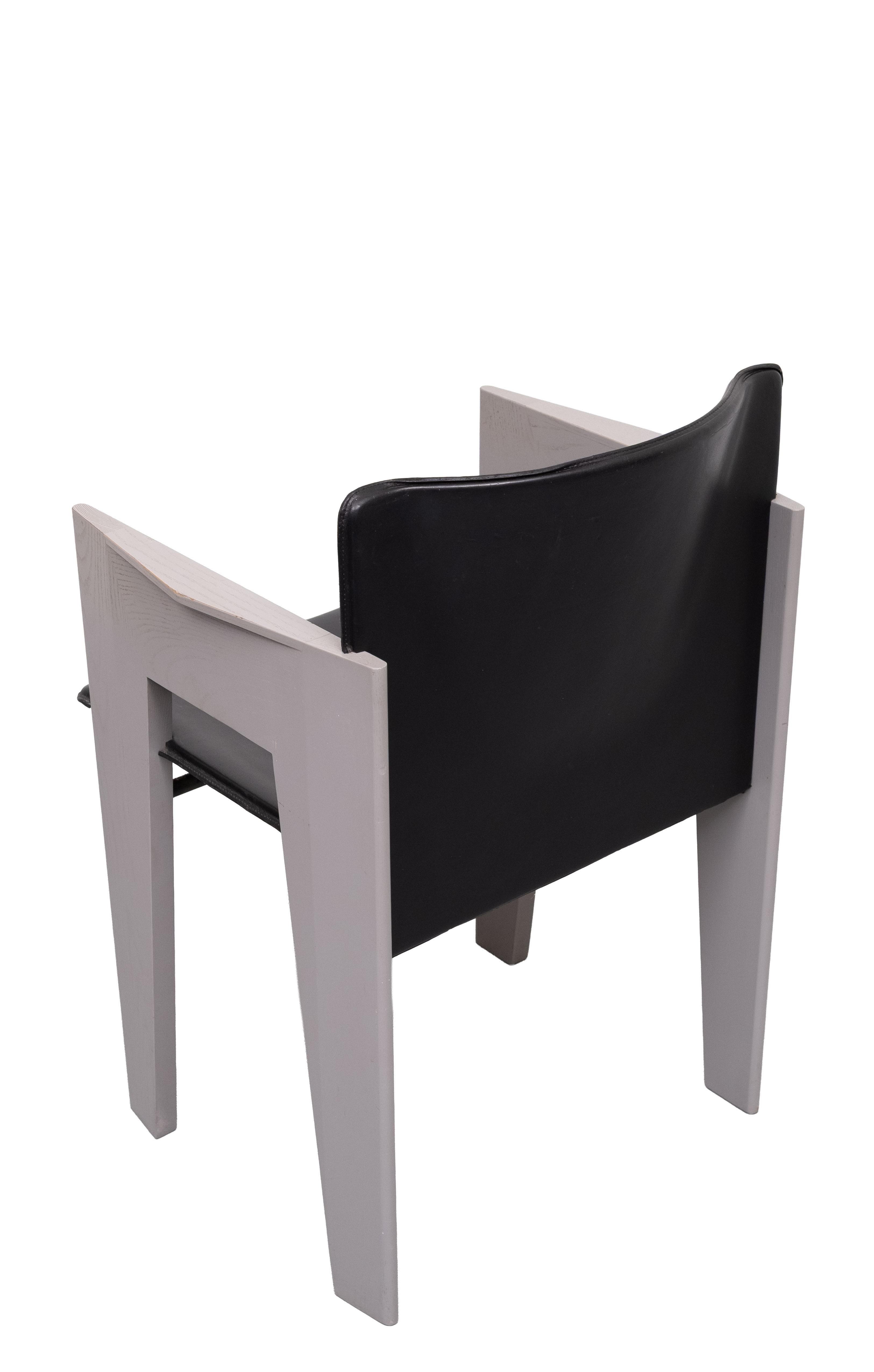 Splendide sedie da pranzo in pelle e legno di Arnold Merckx per Arco, c.C. in vendita 9