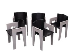 Stunning Leather & Wood Dining Chairs by Arnold Merckx for Arco, c.1980