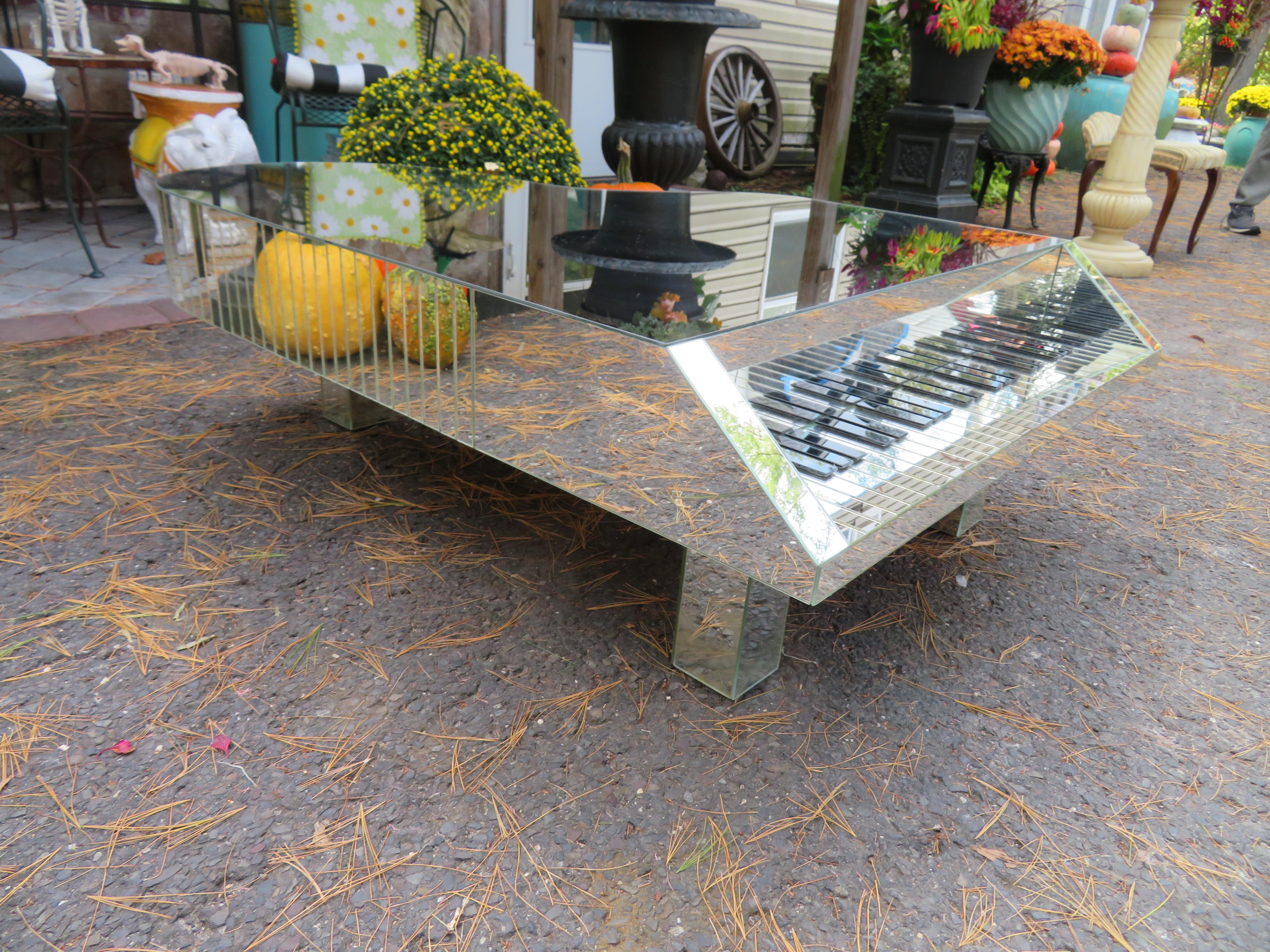 Stunning Liberace Style Mirrored Faux Piano Coffee Table For Sale 1