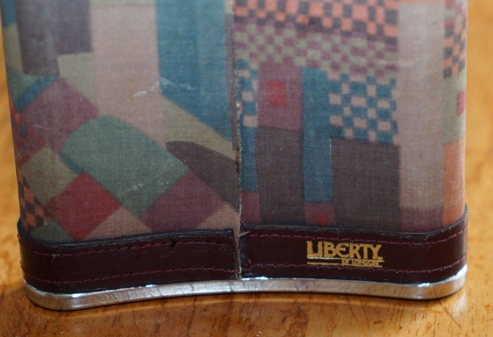 Stunning Liberty London Kilim & Brown Leather Hip Flask Stainless Steel 6oz 1