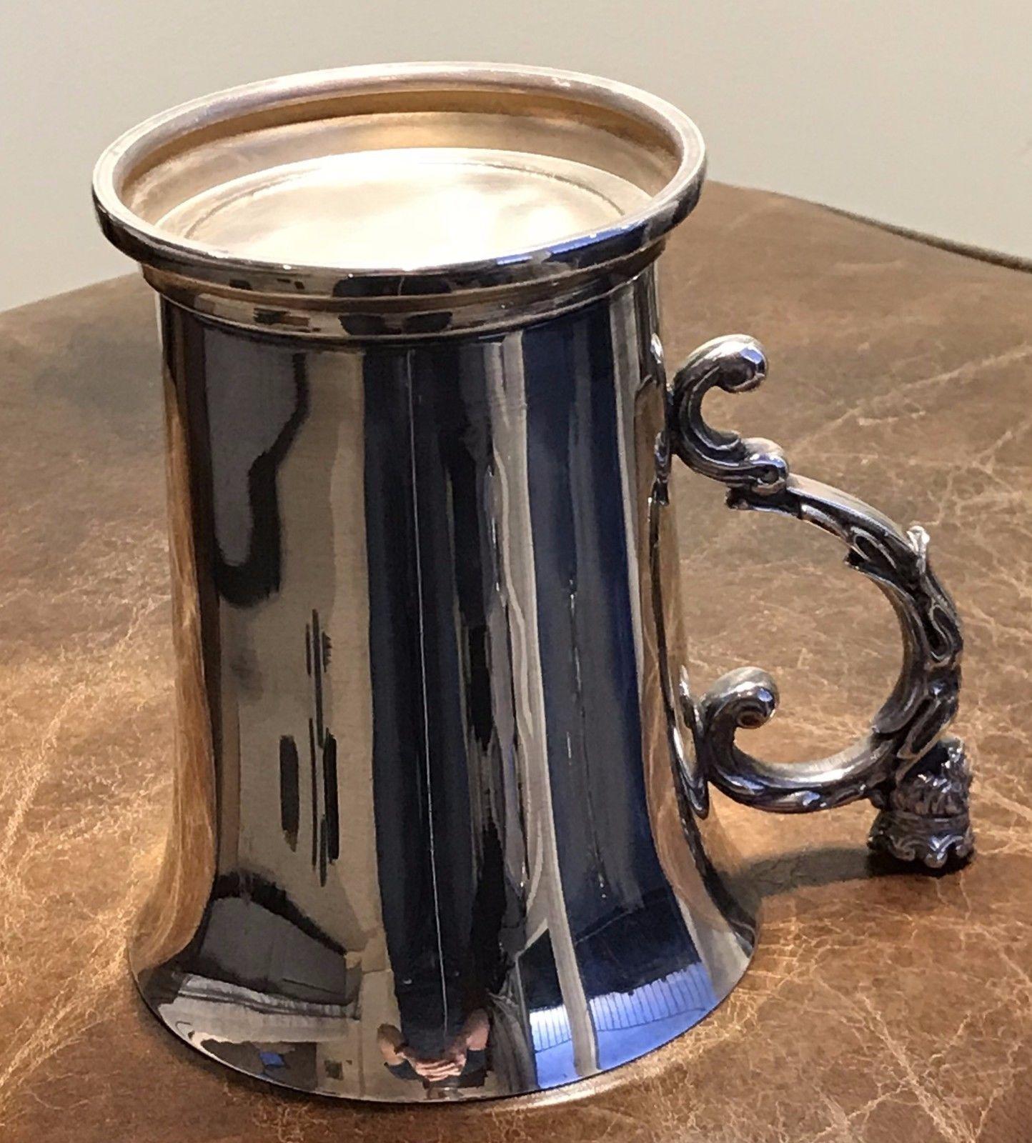 20th Century Stunning Liberty's & Co Antique Silver Plated Tankard Cup with King Handle For Sale