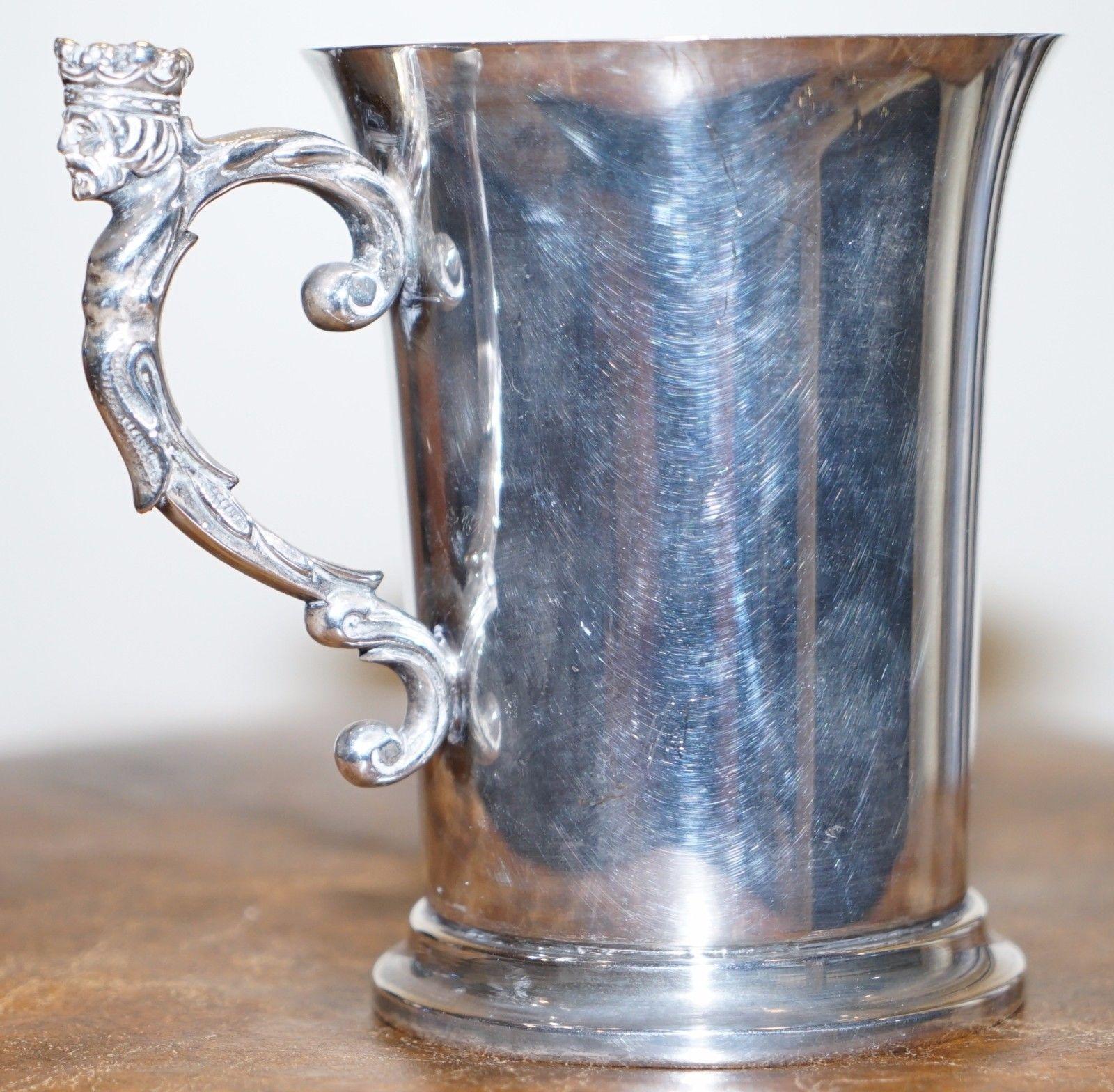 Stunning Liberty's & Co Antique Silver Plated Tankard Cup with King Handle For Sale 3