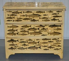 Stunning Liberty's London Fish Decoupage Victorian Chest of Drawers Lovely Size