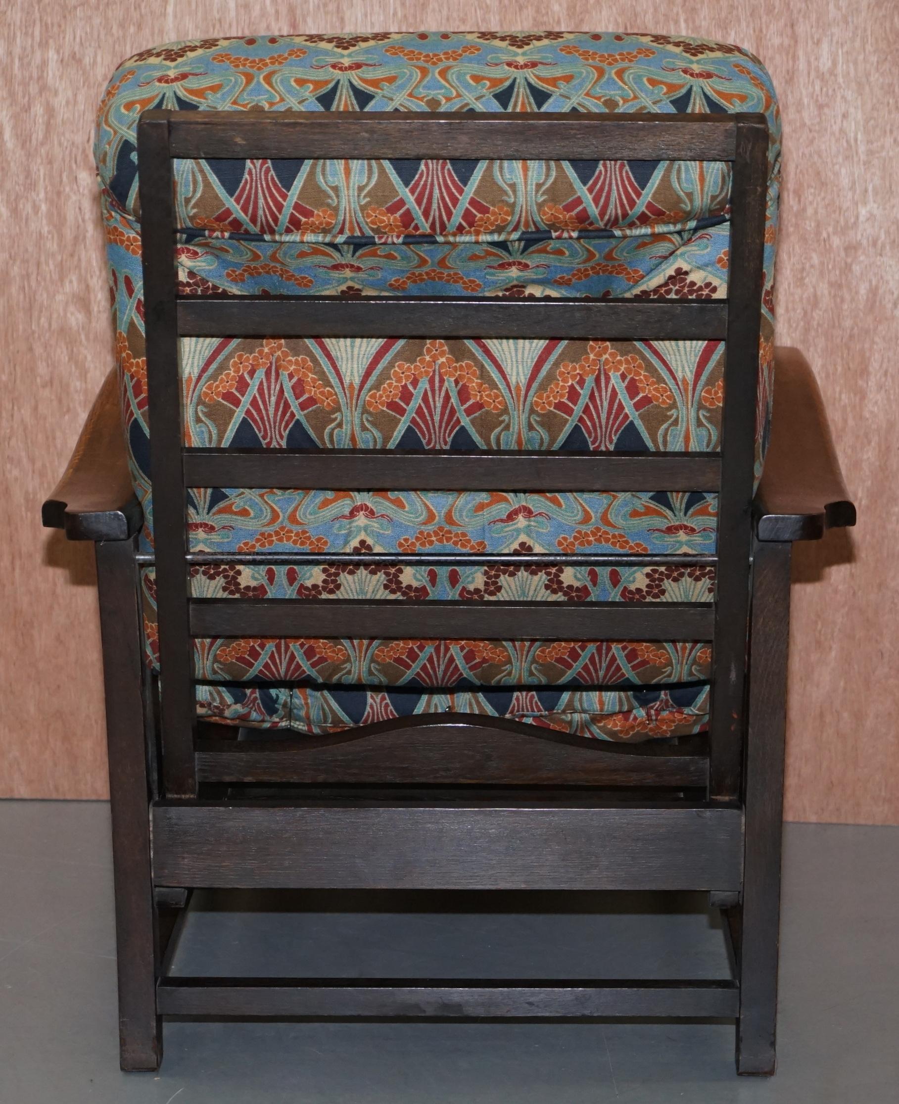 Stunning Liberty's London Ianthe Upholstered Arts & Crafts Reclining Armchair 1