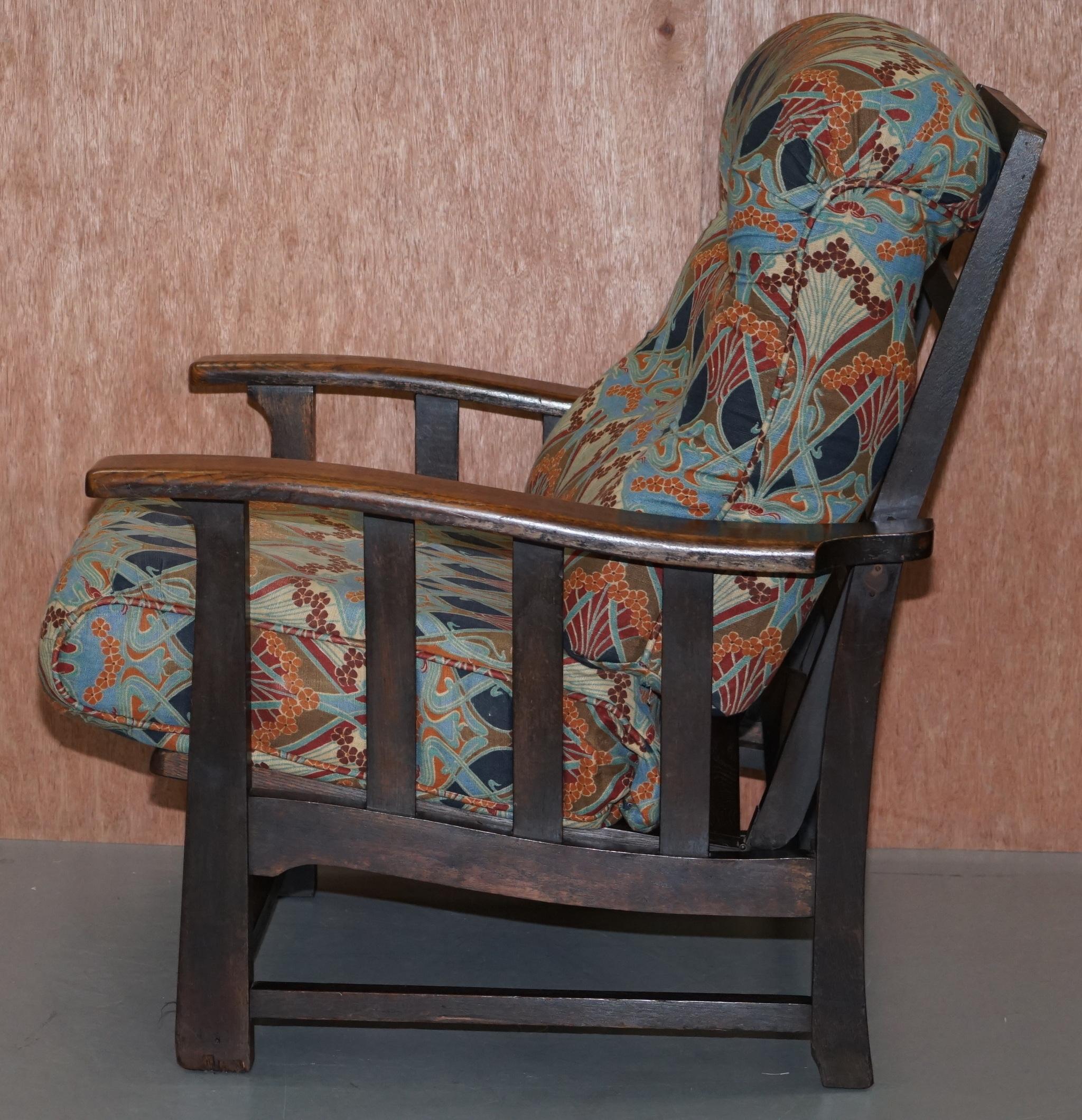 Stunning Liberty's London Ianthe Upholstered Arts & Crafts Reclining Armchair 2