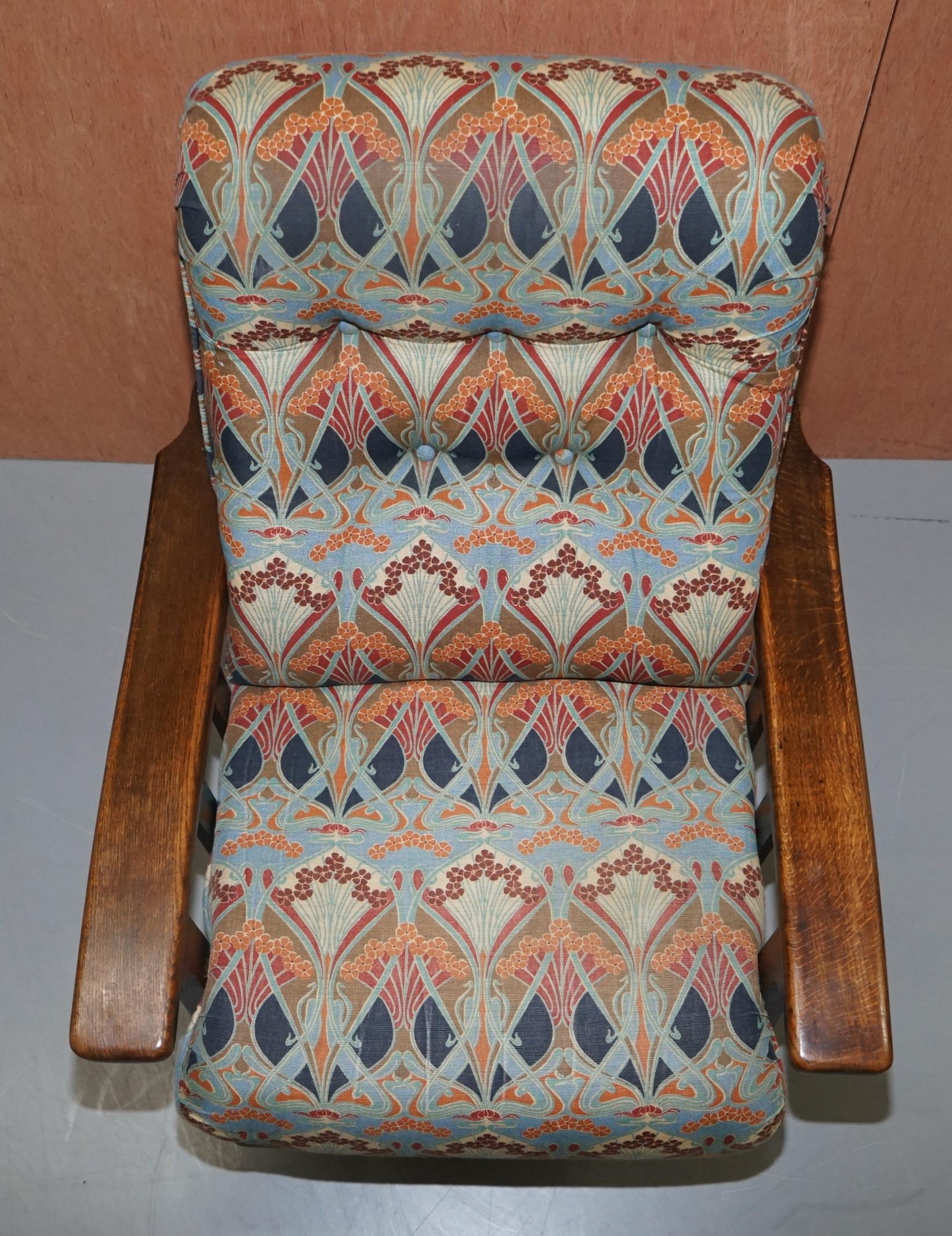 Edwardian Stunning Liberty's London Ianthe Upholstered Arts & Crafts Reclining Armchair