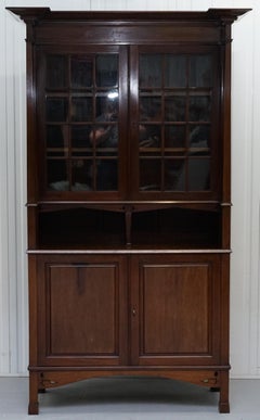 Stunning Liberty's of London Arts & Crafts Carved Bookcase Cabinet Dresser