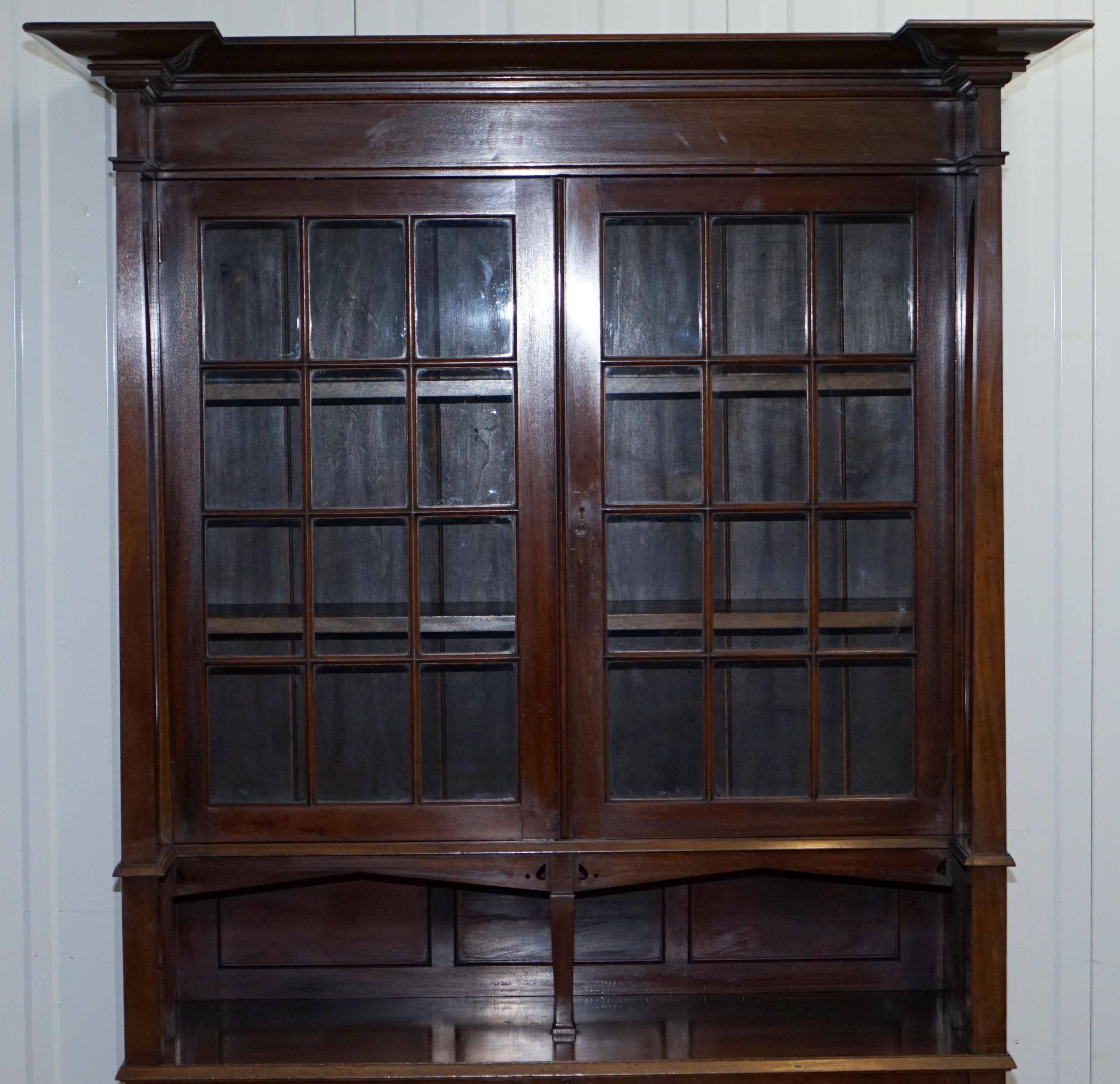 Arts and Crafts Stunning Liberty's of London Arts & Crafts Carved Bookcase Cabinet Dresser