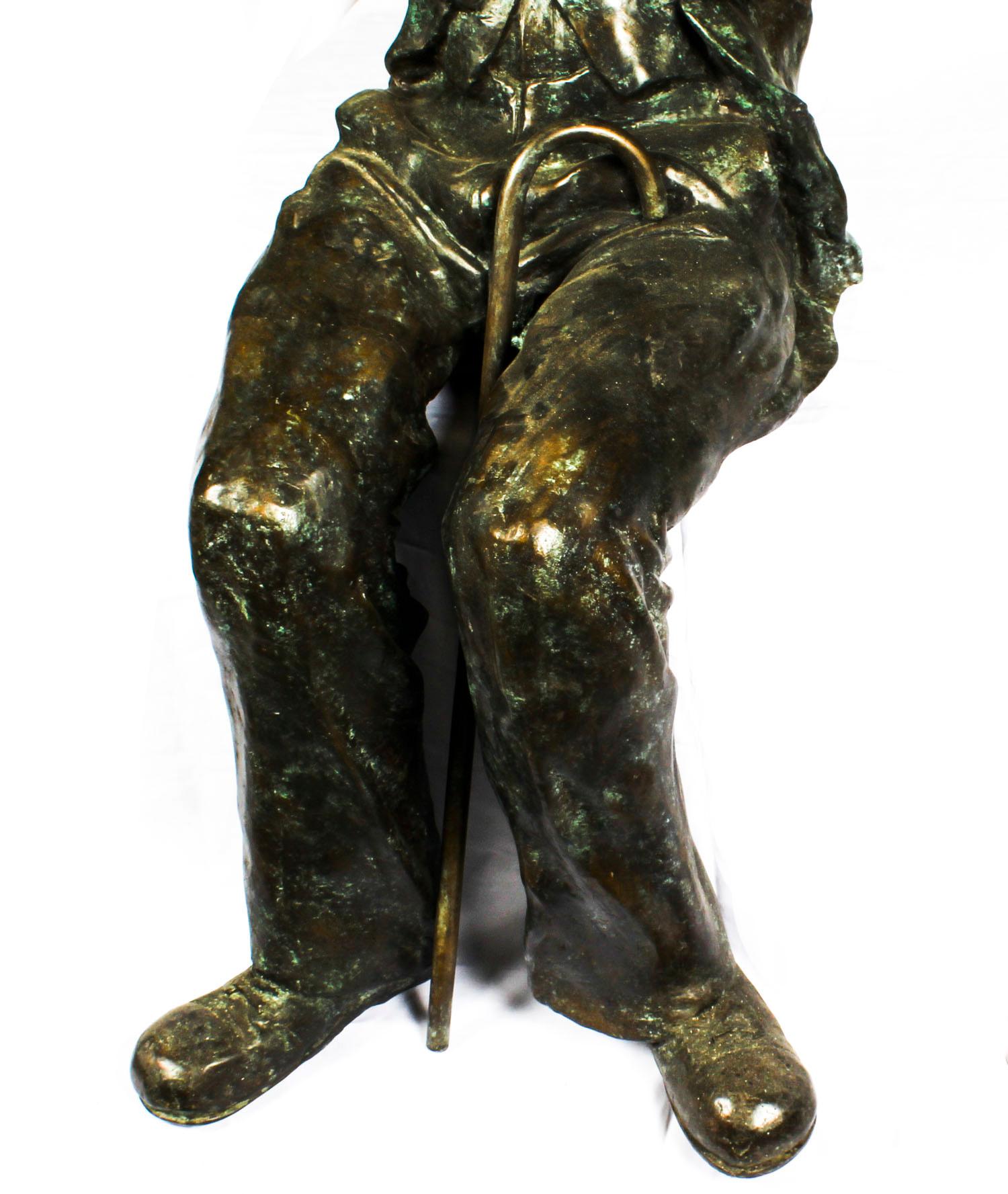 Life-Size Bronze Sculpture of Seated Charlie Chaplin, 20th Century 2