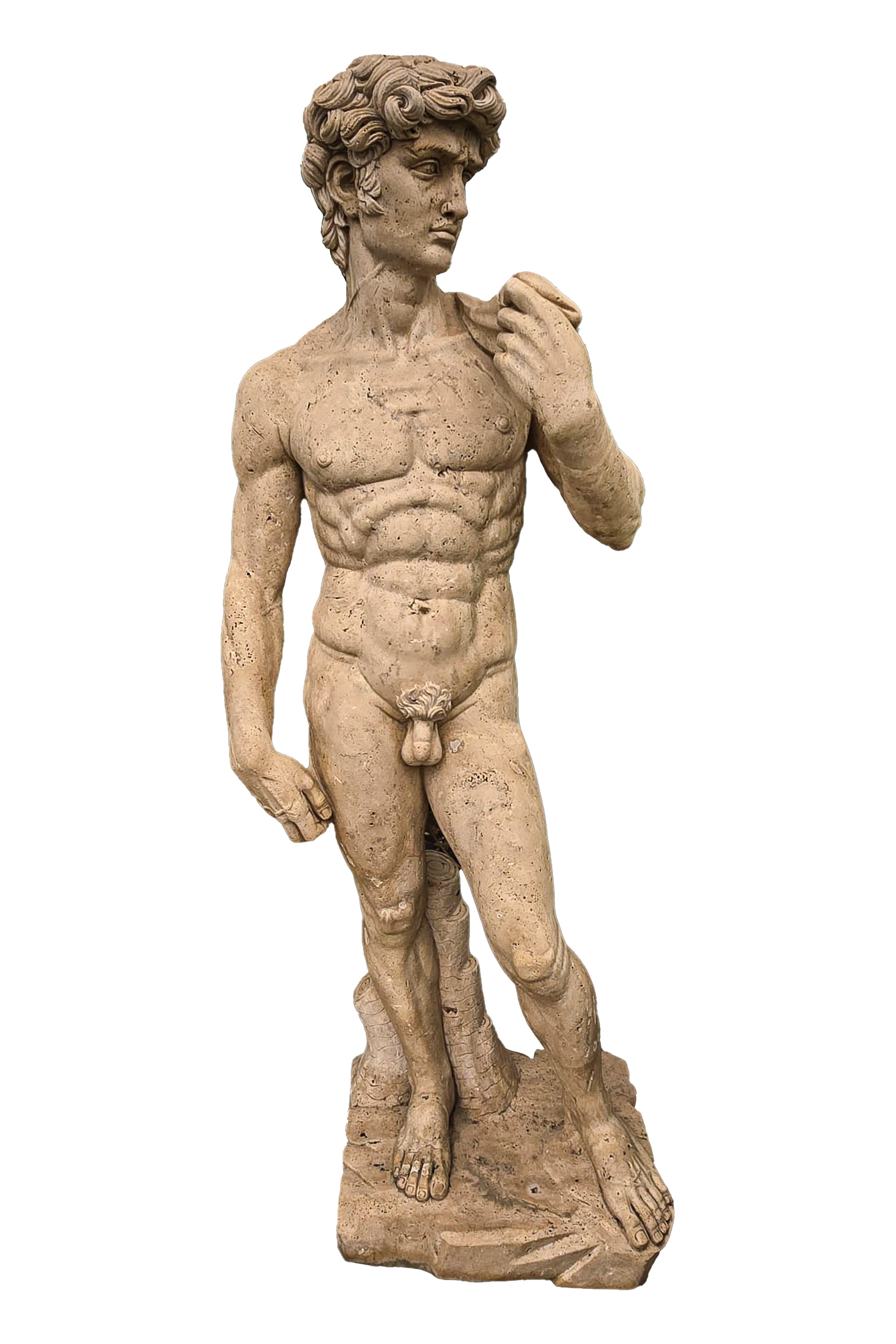 Superbe sculpture en marbre grandeur nature de David par Michelangelo Buonarroti en vente 2