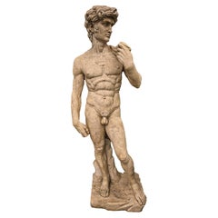Superbe sculpture en marbre grandeur nature de David par Michelangelo Buonarroti