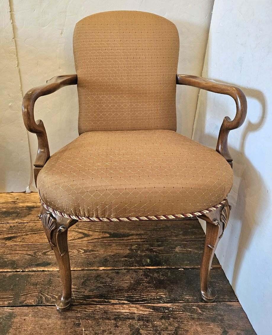 Stunning Light Brown Wood and Upholstered Armchair For Sale 4