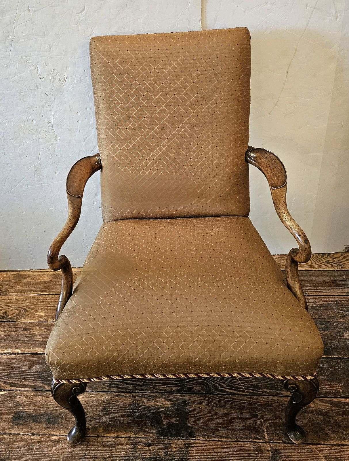 Stunning Light Brown Wood and Upholstered Armchair For Sale 7