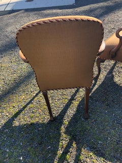 Stunning Light Brown Wood and Upholstered Armchair