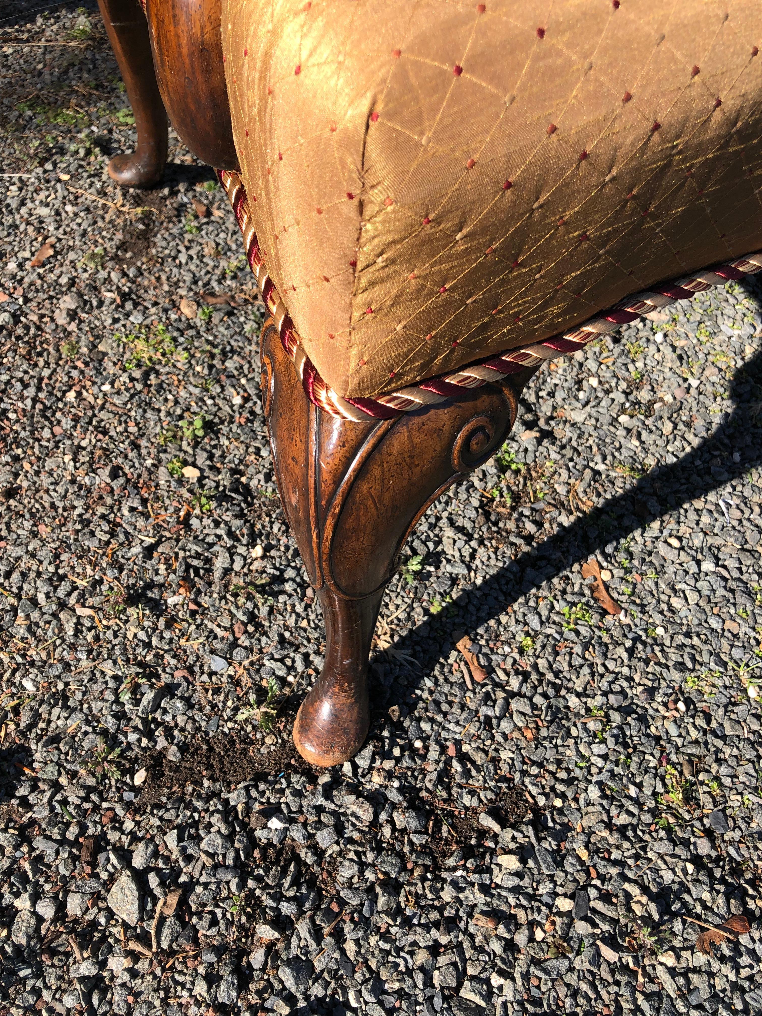 Stunning Light Brown Wood and Upholstered Armchair In Good Condition For Sale In Hopewell, NJ