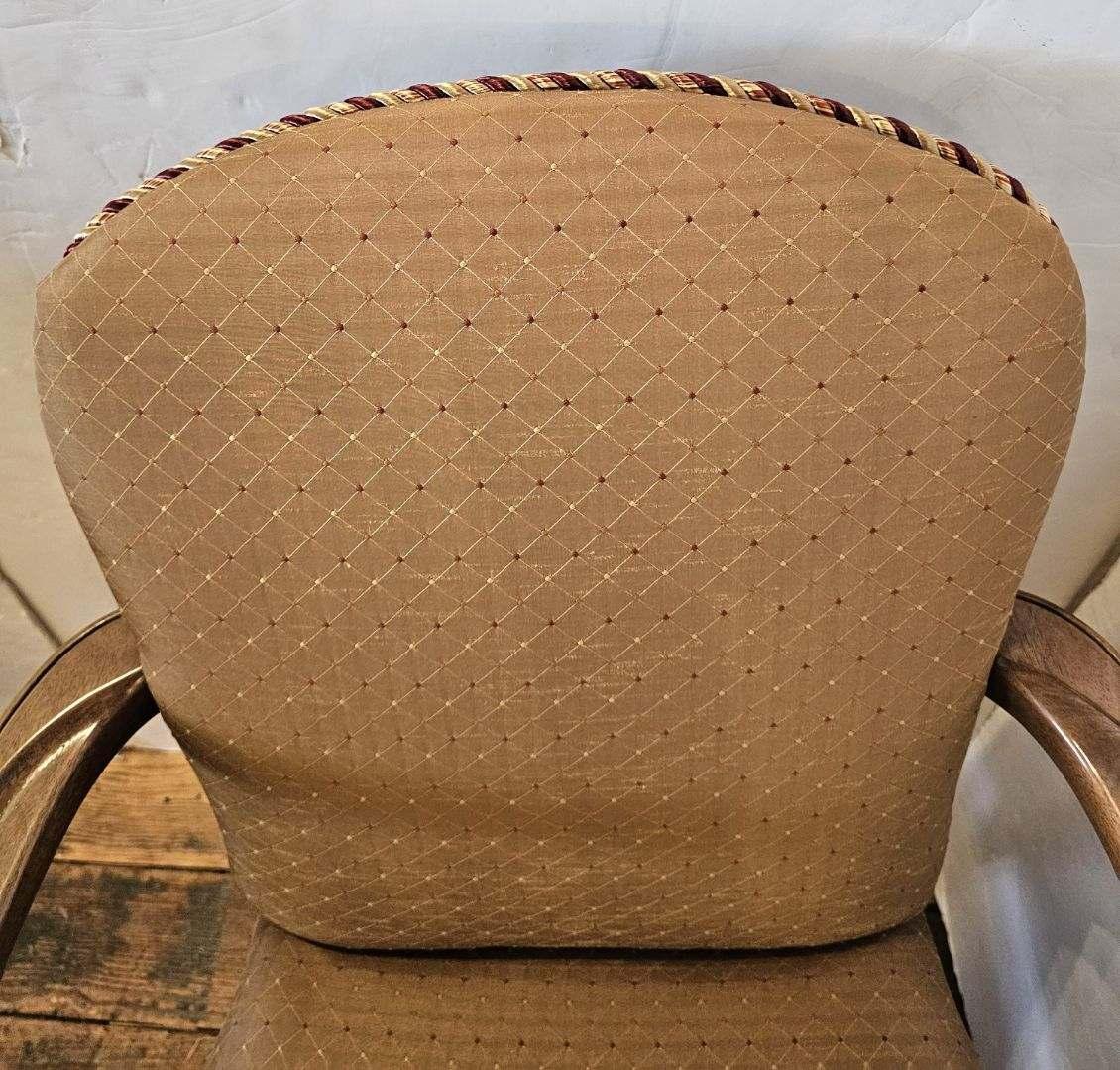 Stunning Light Brown Wood and Upholstered Armchair For Sale 1