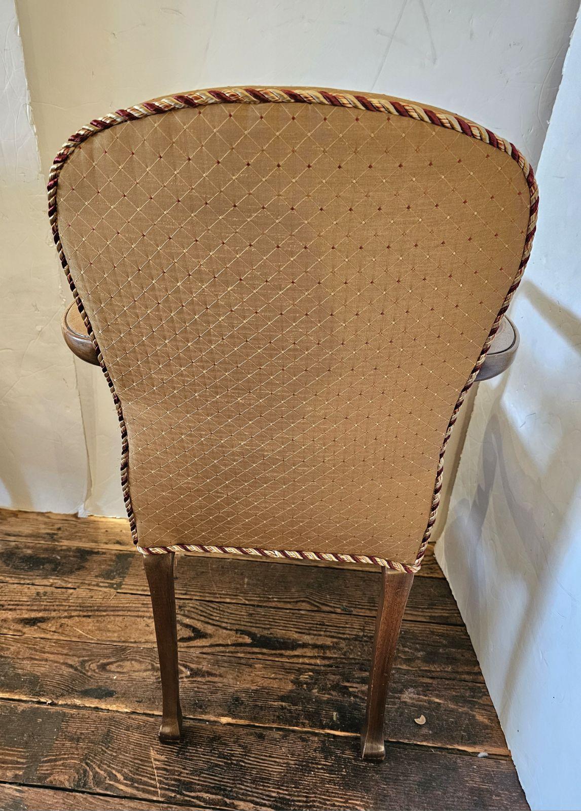 Stunning Light Brown Wood and Upholstered Armchair For Sale 3