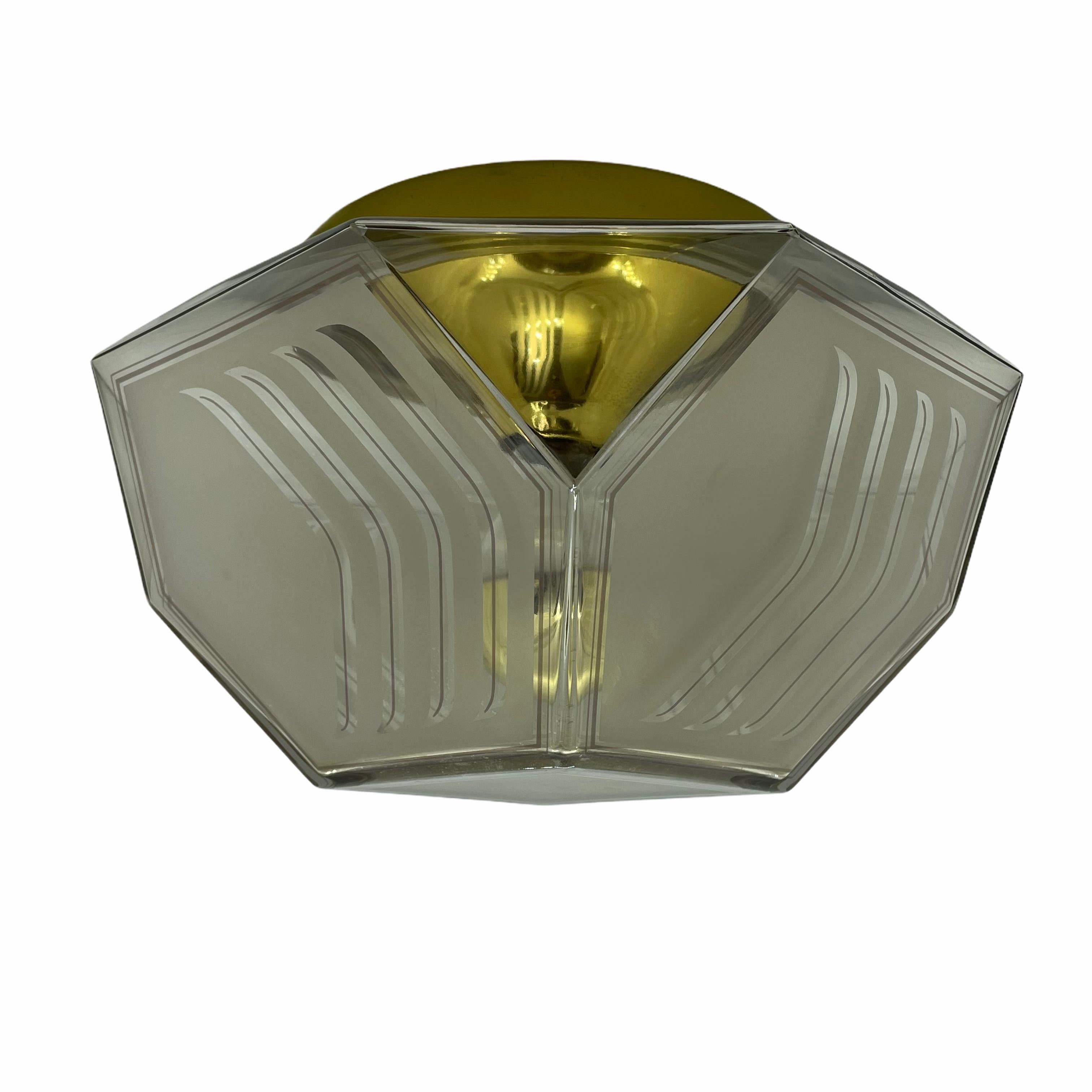 Mid-Century Modern Stunning Limburg Diamond Shape Glass Flush Mount Light, 1970s For Sale