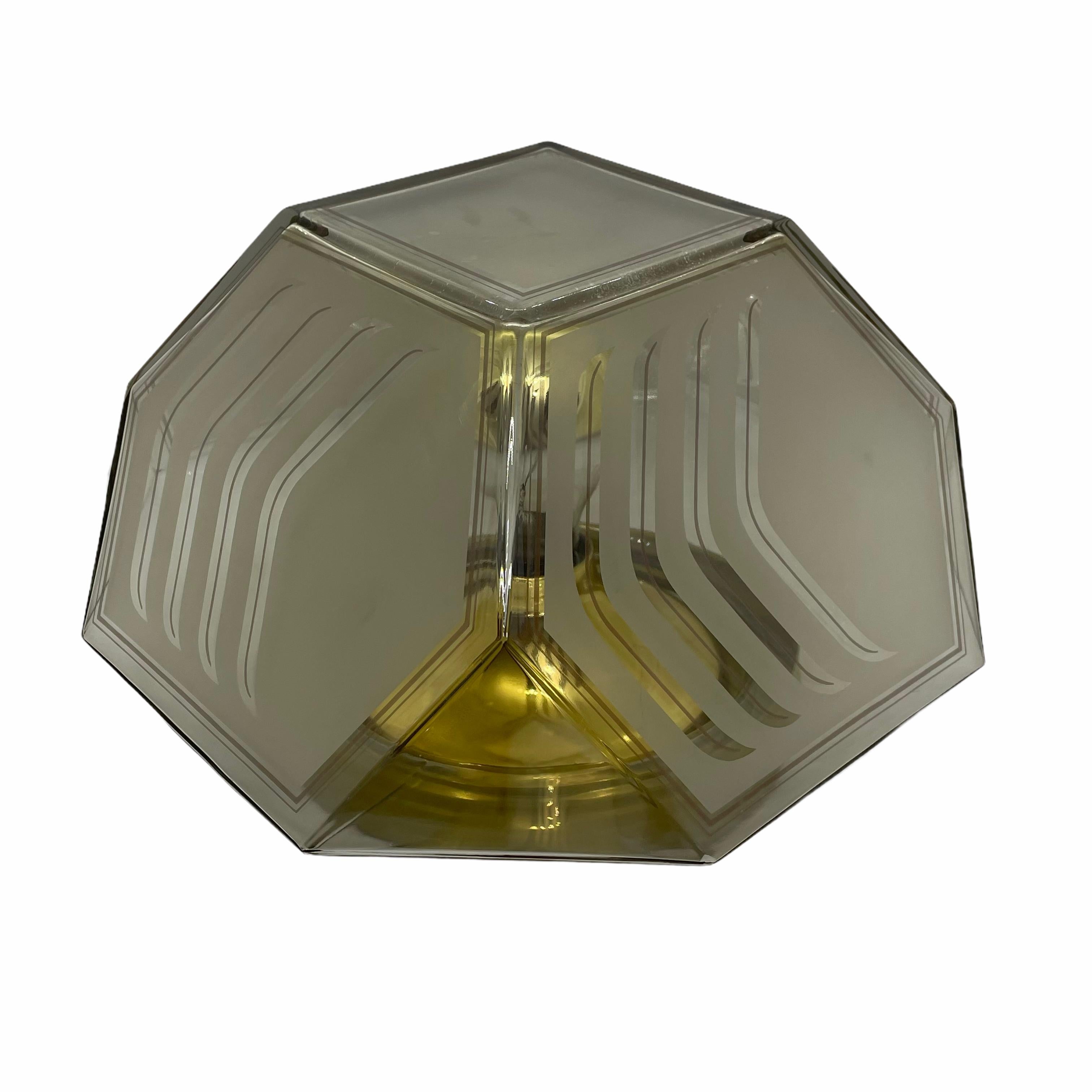 Stunning Limburg Diamond Shape Glass Flush Mount Light, 1970s In Good Condition For Sale In Nuernberg, DE