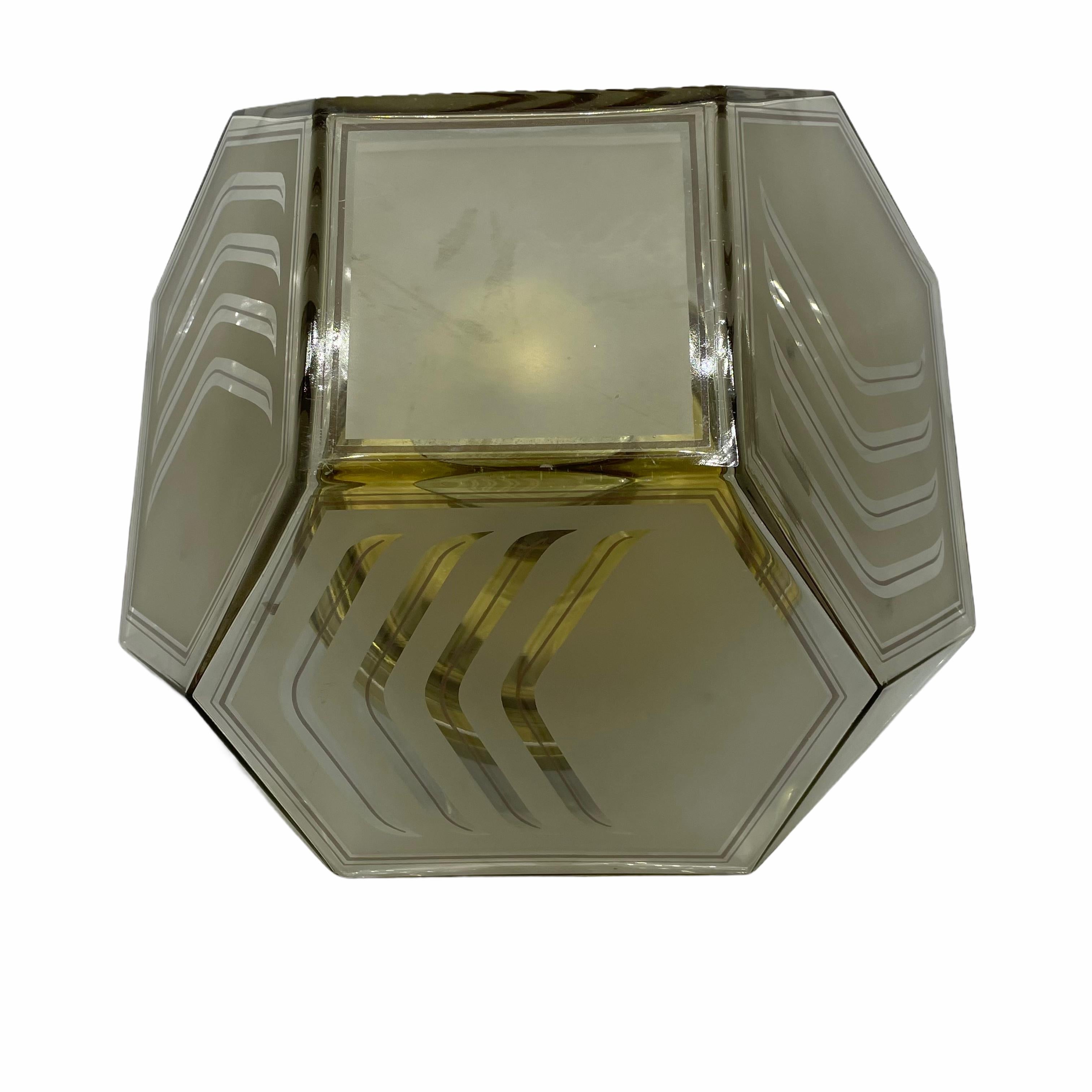 Late 20th Century Stunning Limburg Diamond Shape Glass Flush Mount Light, 1970s For Sale