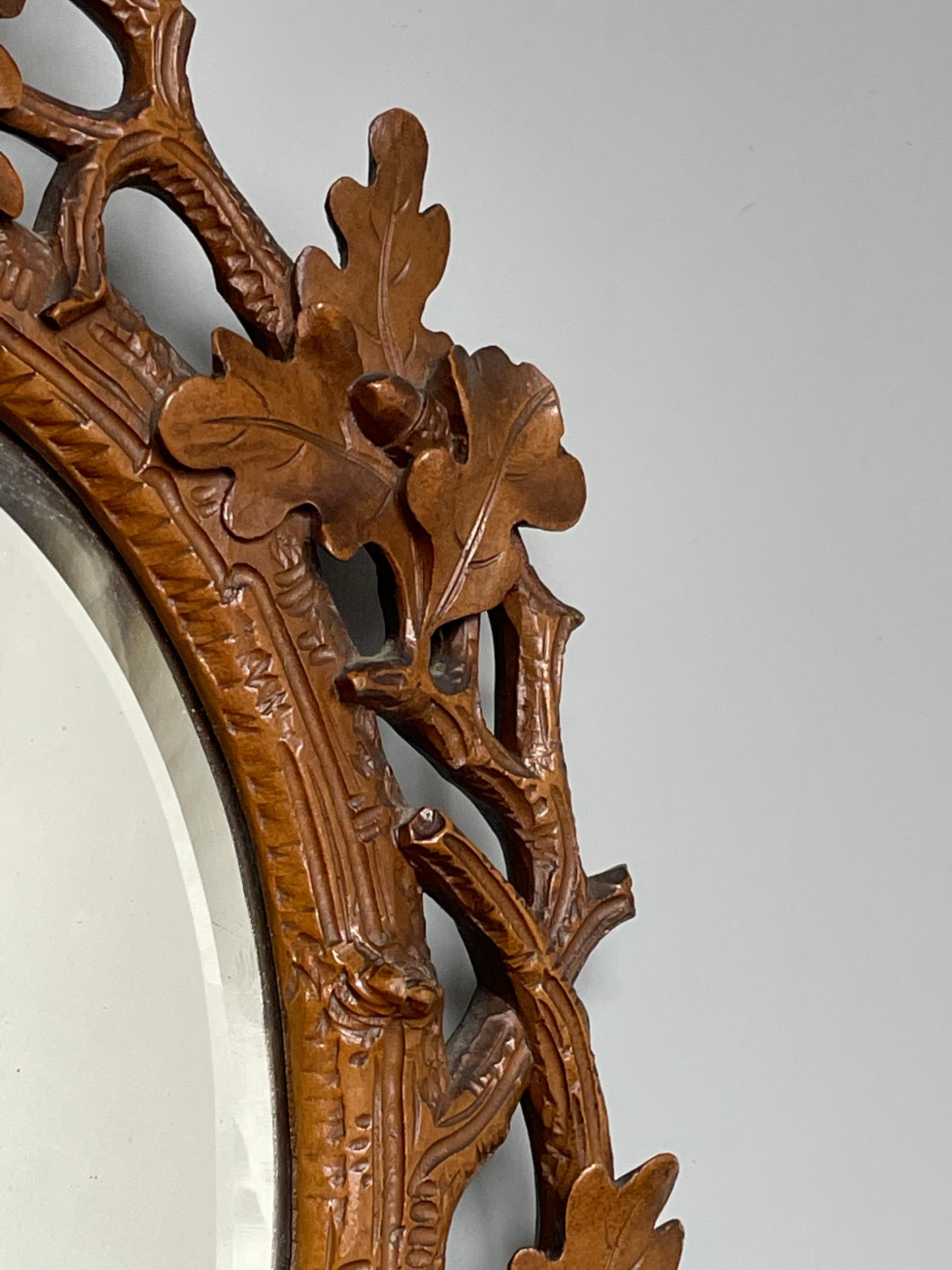 Stunning Little, Finest Quality Hand Carved Antique Black Forest Wall Mirror 7
