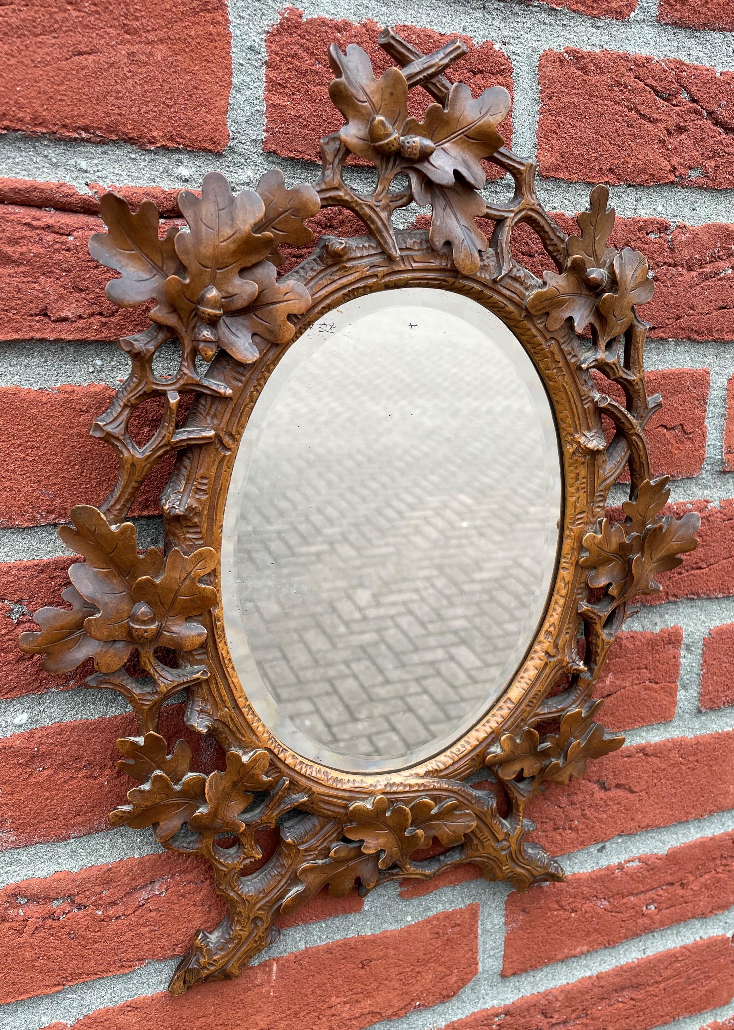 Stunning Little, Finest Quality Hand Carved Antique Black Forest Wall Mirror 11