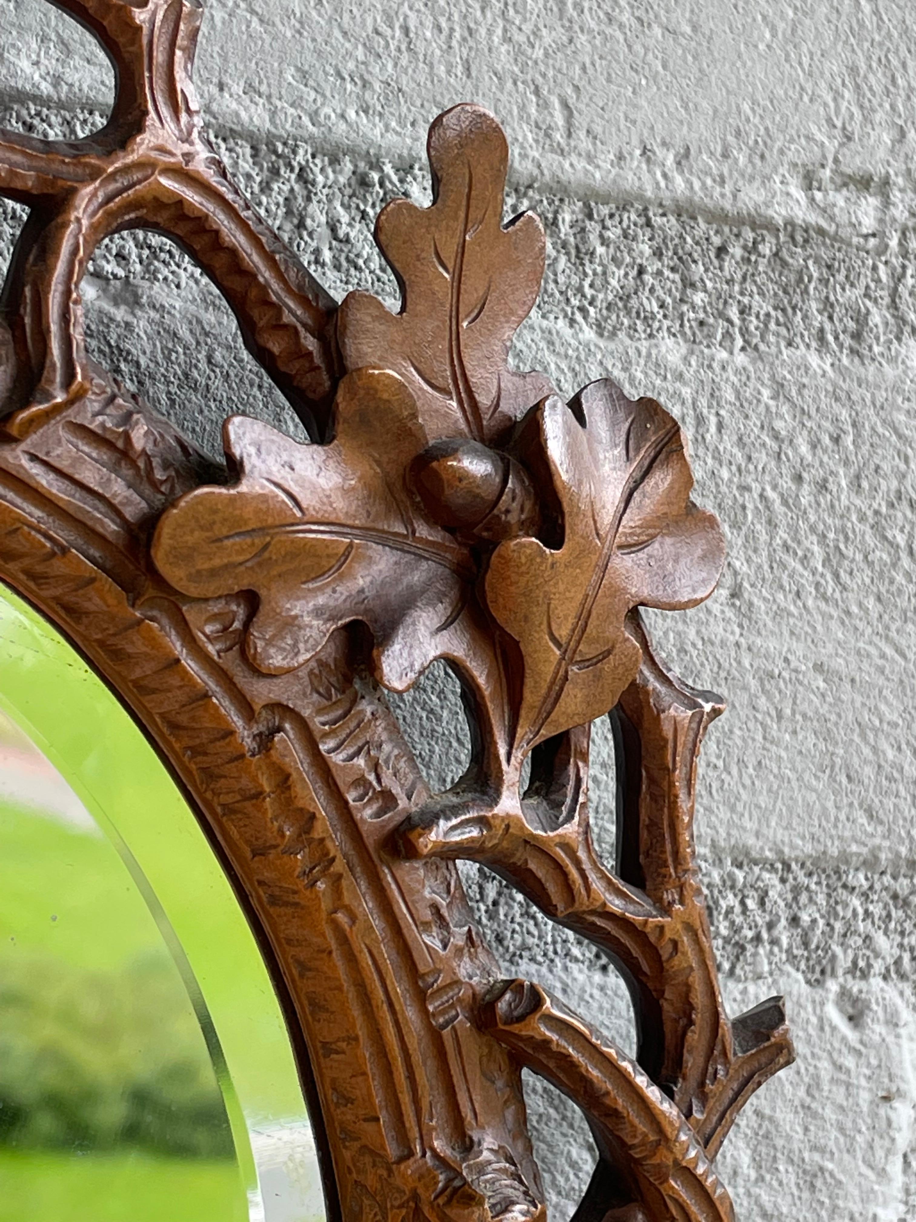 Stunning Little, Finest Quality Hand Carved Antique Black Forest Wall Mirror 2